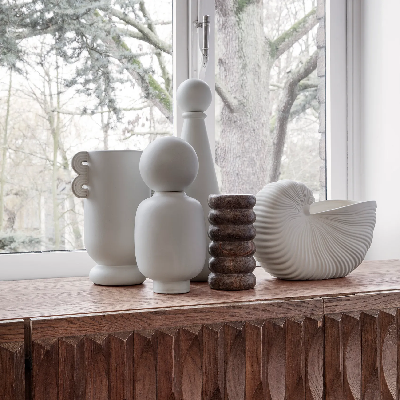 Vaso Bendum, brown marble Ferm Living