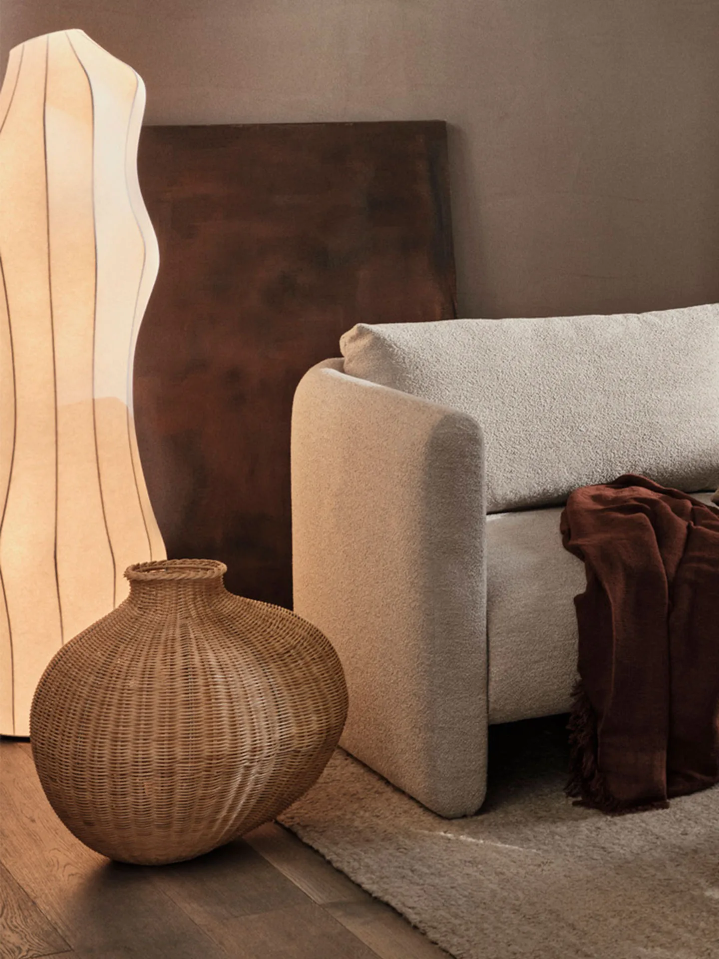 Vaso de chão trançado Bola, Natural Ferm Living