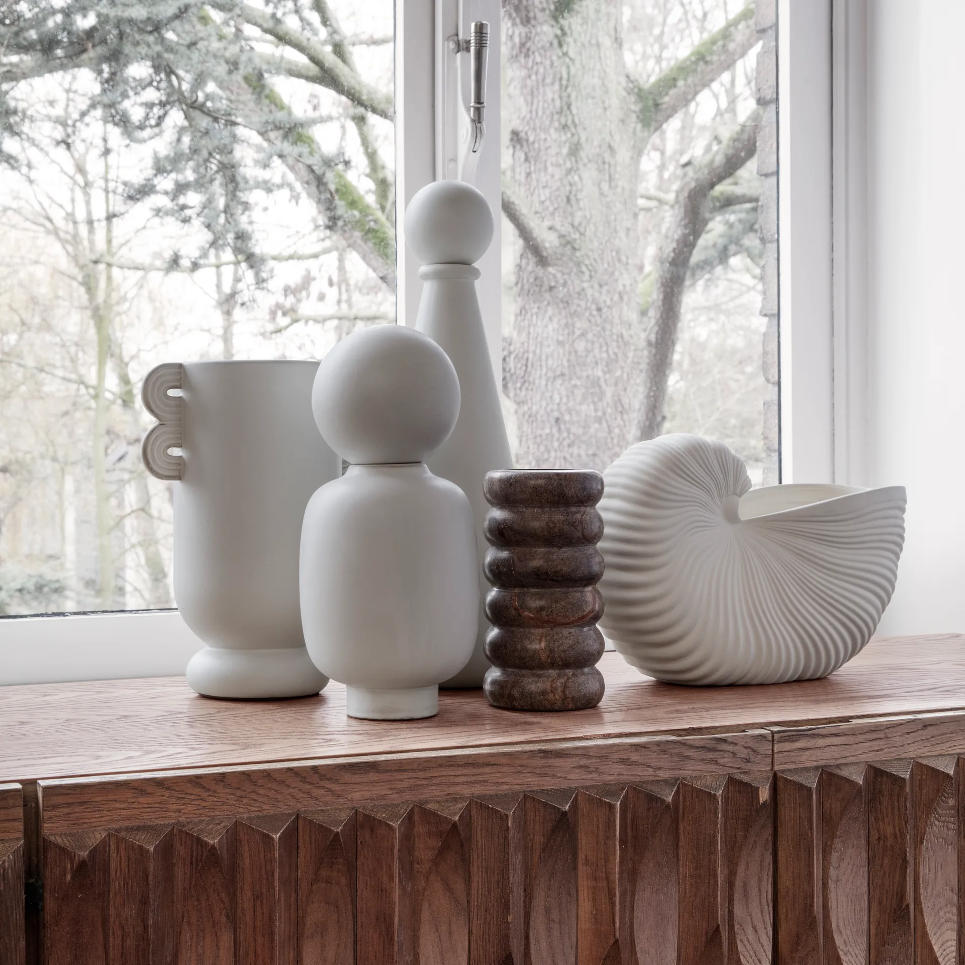 Vaso de flores Shell, Off white Ferm Living
