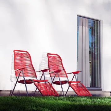 Espreguiçadeira Spaghetti com apoio para os pés - Vermelho - Fiam