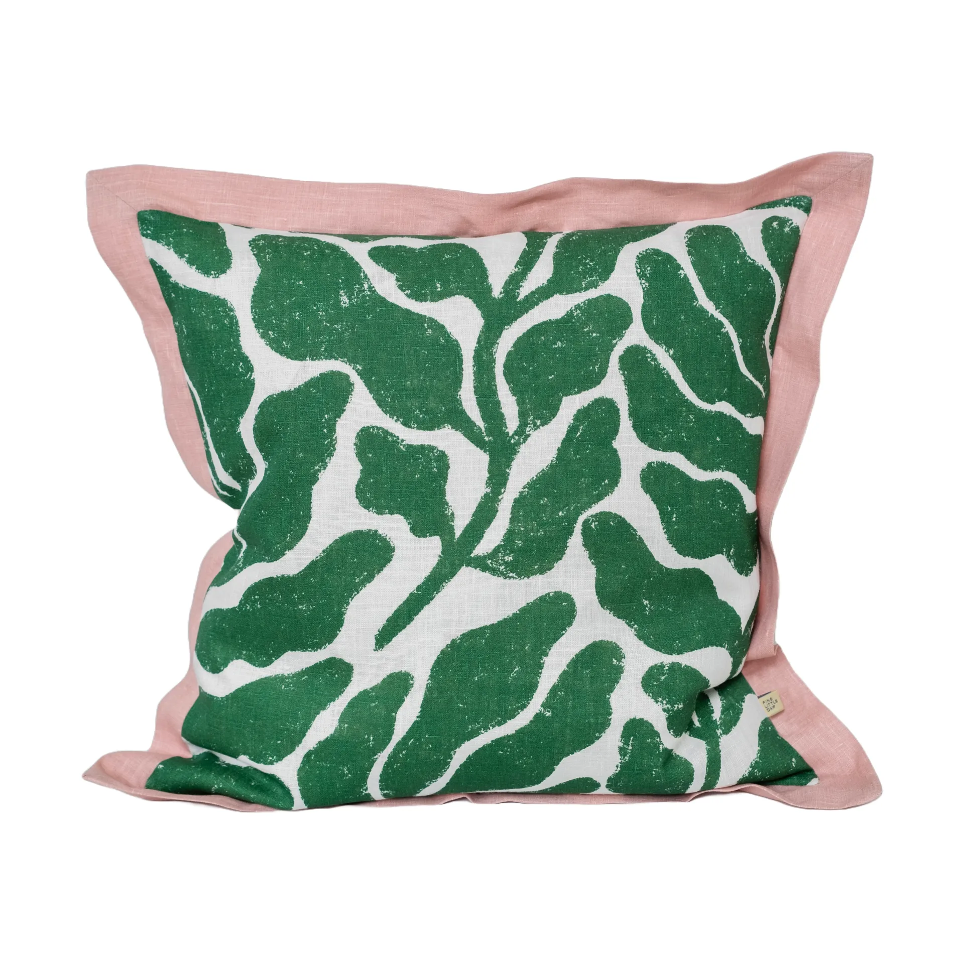 Capa de almofada Leaves com aba contrastante 48x48 cm, Green-pink Fine Little Day