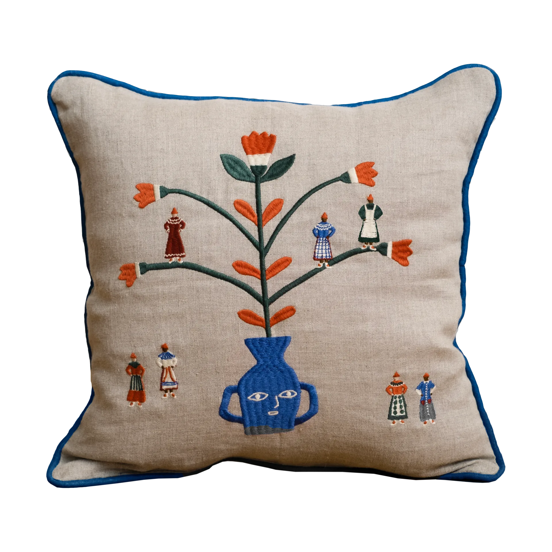 Capa de almofada ocasião especial 38x38 cm, Natural-Azul  Fine Little Day
