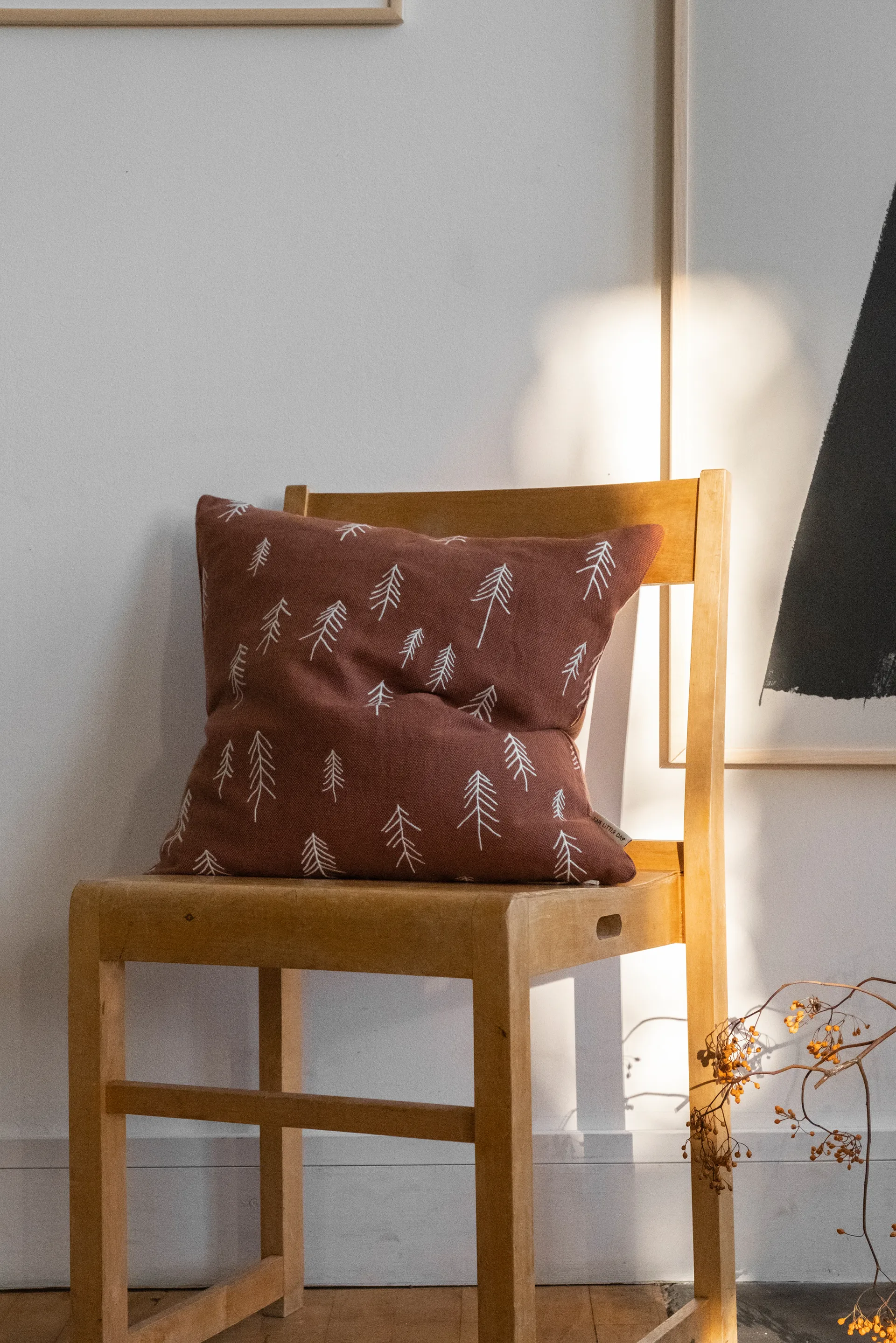 Capa de almofada Tall 48x48 cm, Terracotta-branco Fine Little Day