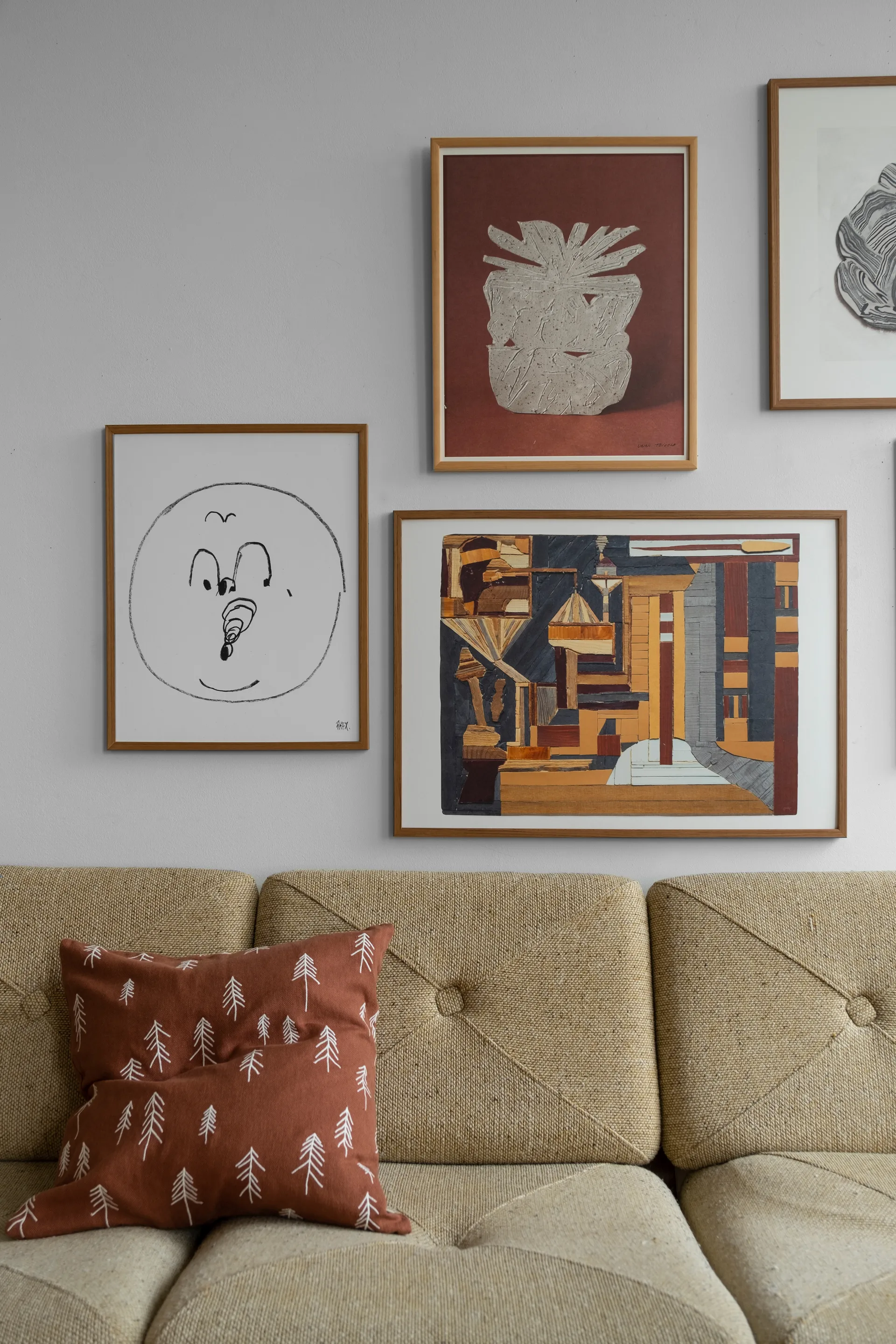 Capa de almofada Tall 48x48 cm, Terracotta-branco Fine Little Day