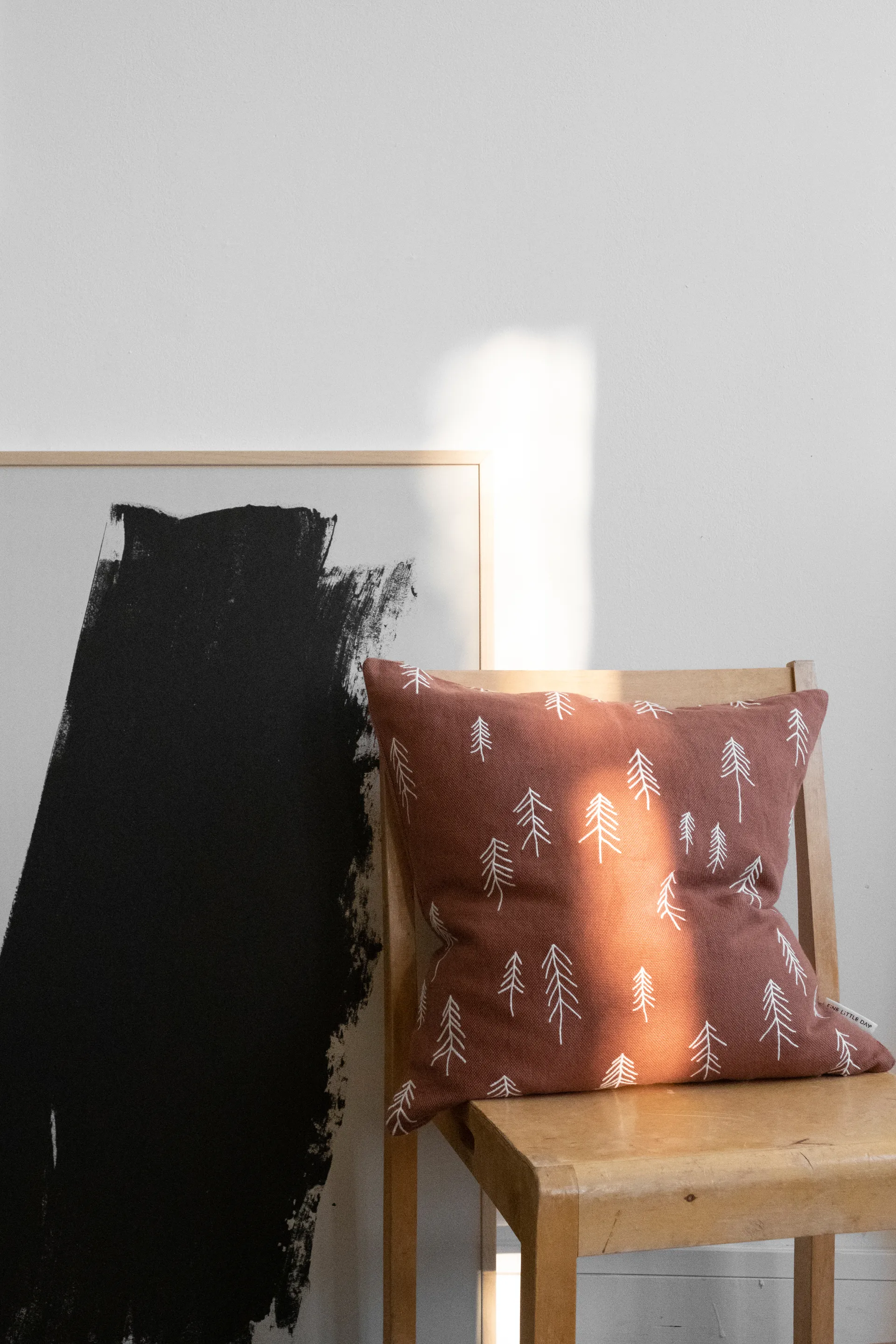 Capa de almofada Tall 48x48 cm, Terracotta-branco Fine Little Day