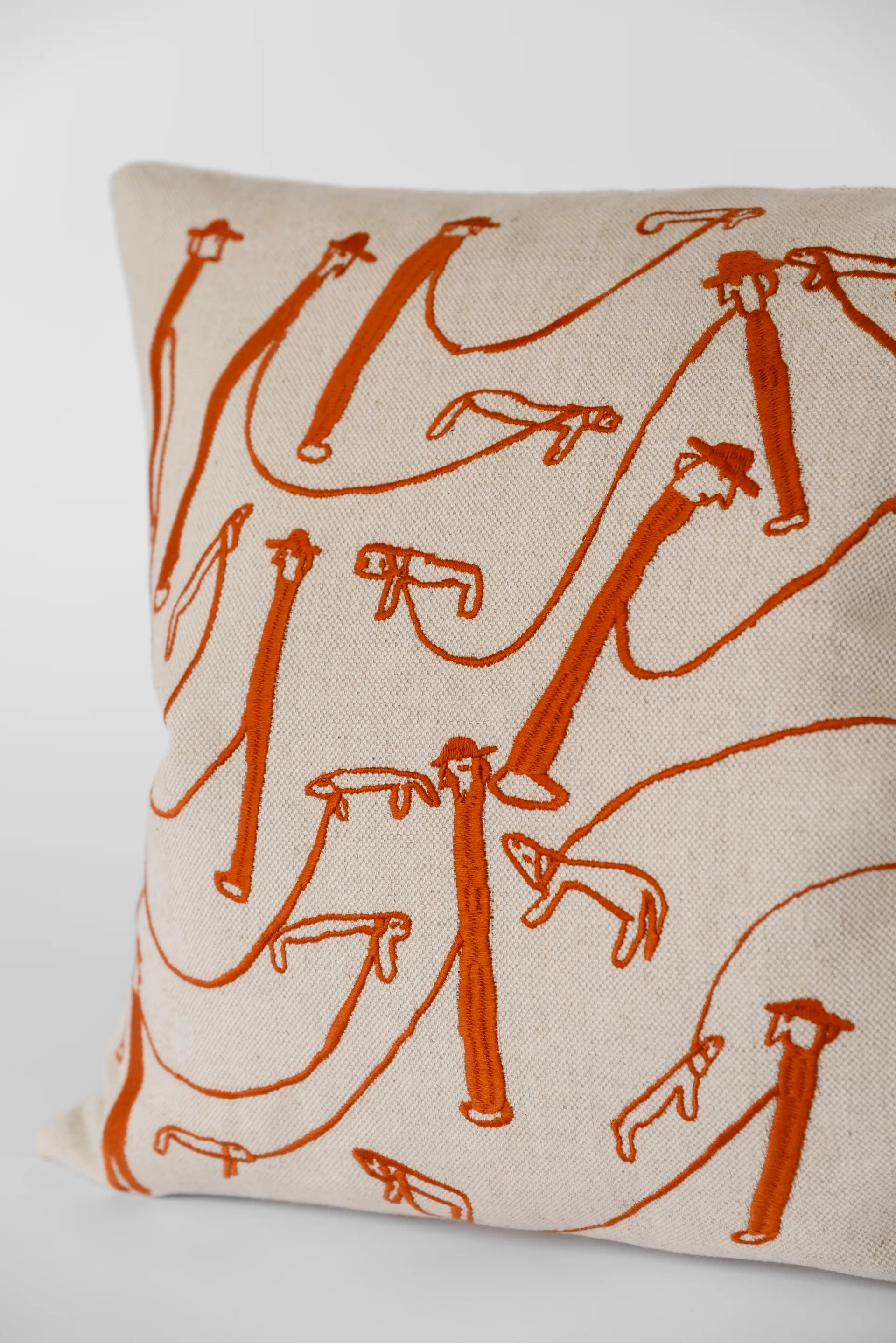 Dog walk capa de almofada 48x48 cm, Natural-laranja Fine Little Day