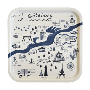 Gothenburg bandeja 32x32 cm - Branco-Azul - Fine Little Day