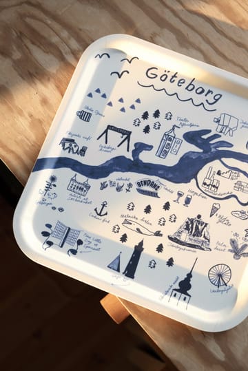 Gothenburg bandeja 32x32 cm - Branco-Azul - Fine Little Day