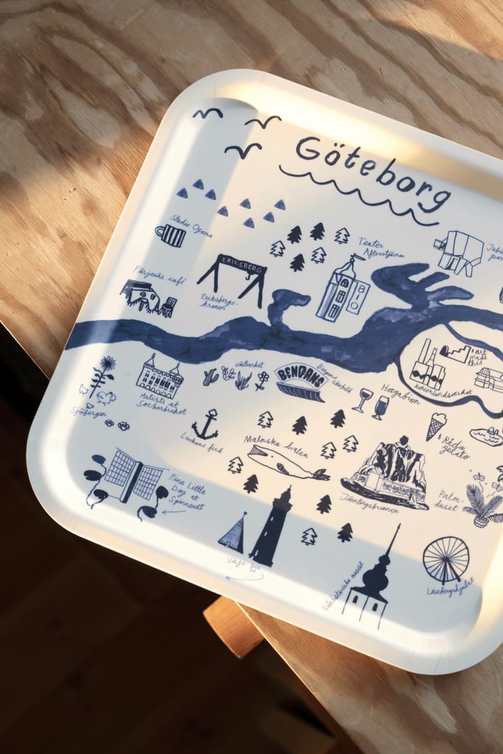 Gothenburg bandeja 32x32 cm, Branco-Azul Fine Little Day