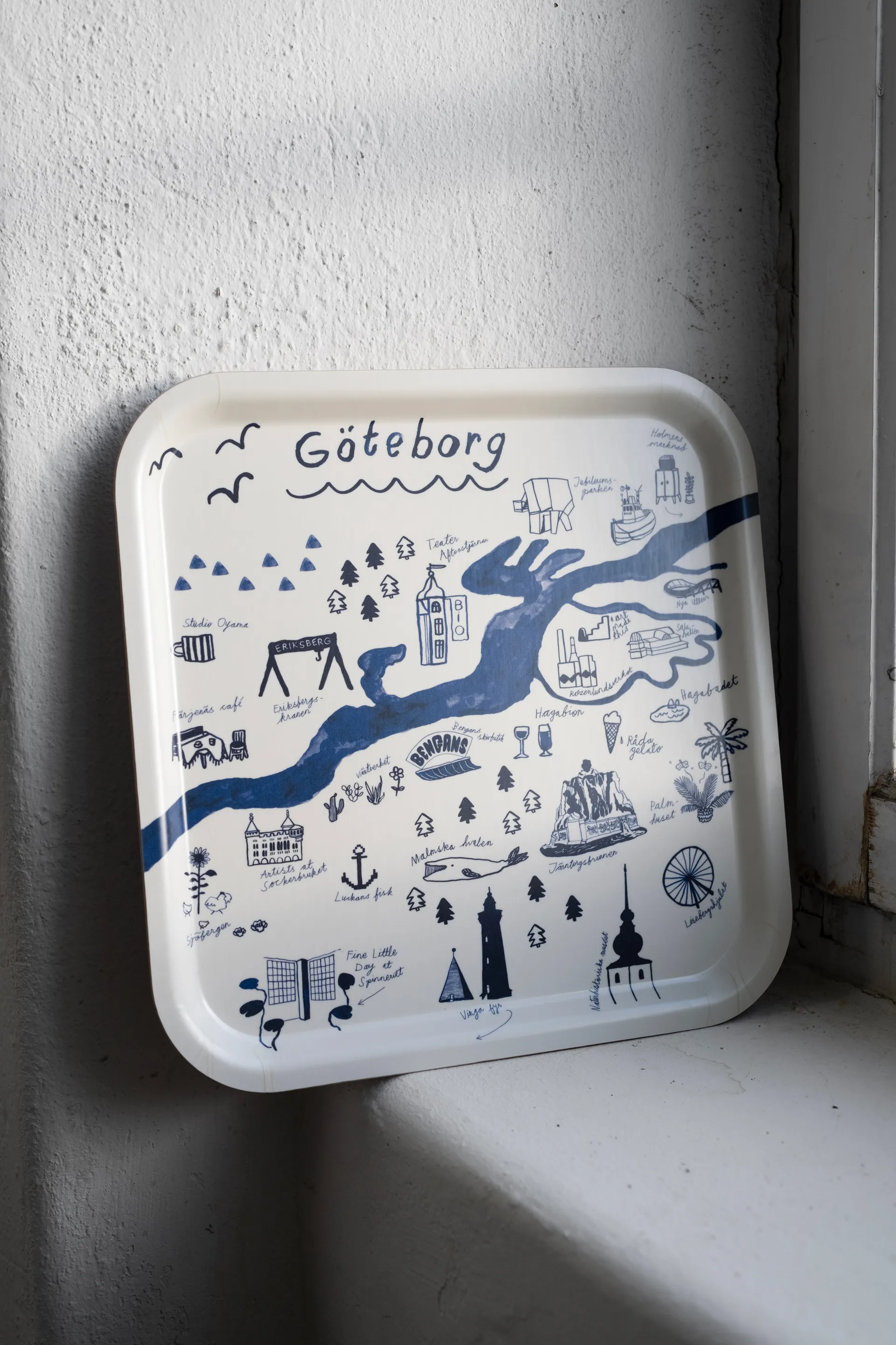Gothenburg bandeja 32x32 cm, Branco-Azul Fine Little Day