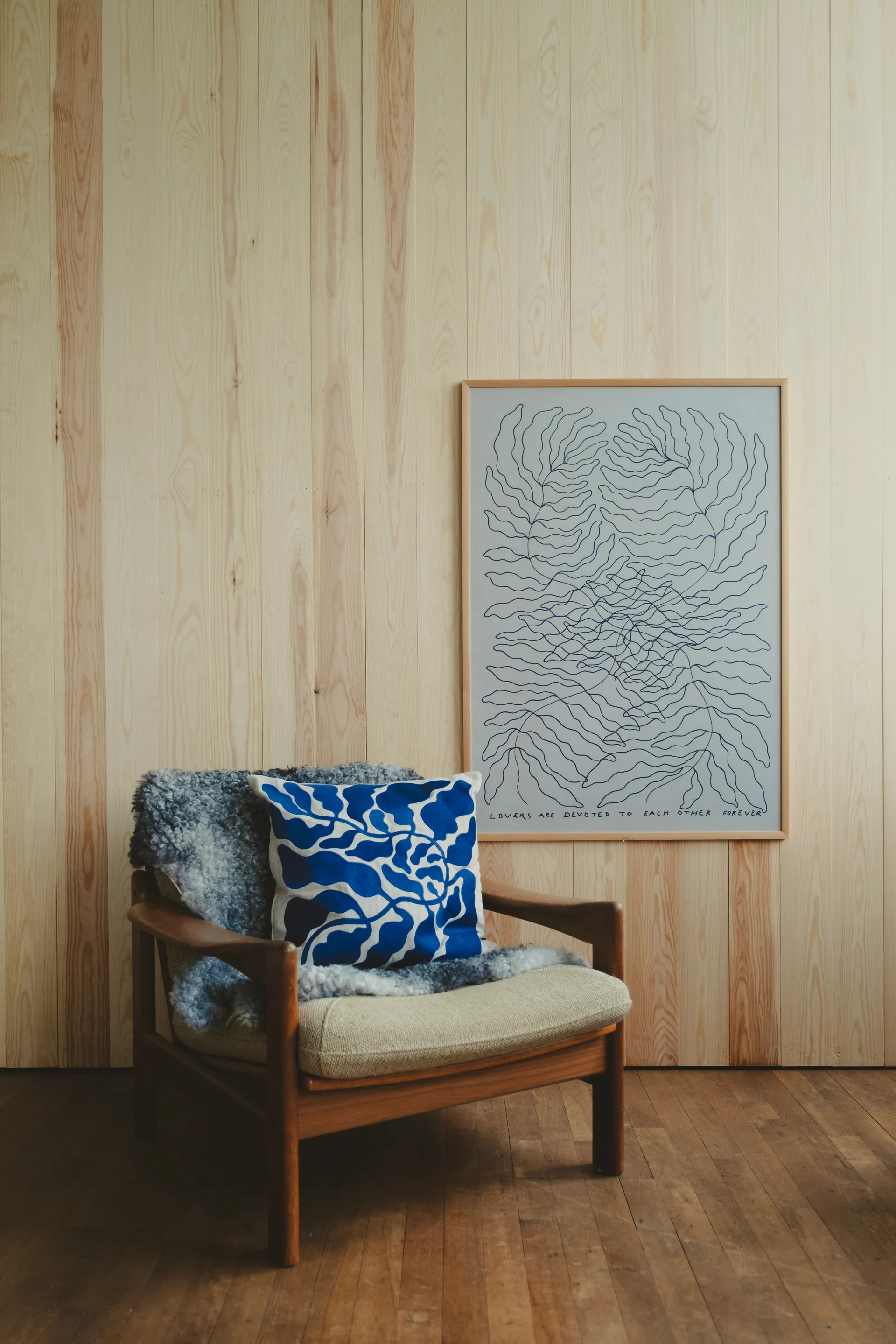 Leaves capa de almofada bordada 48x48 cm, Blue Fine Little Day