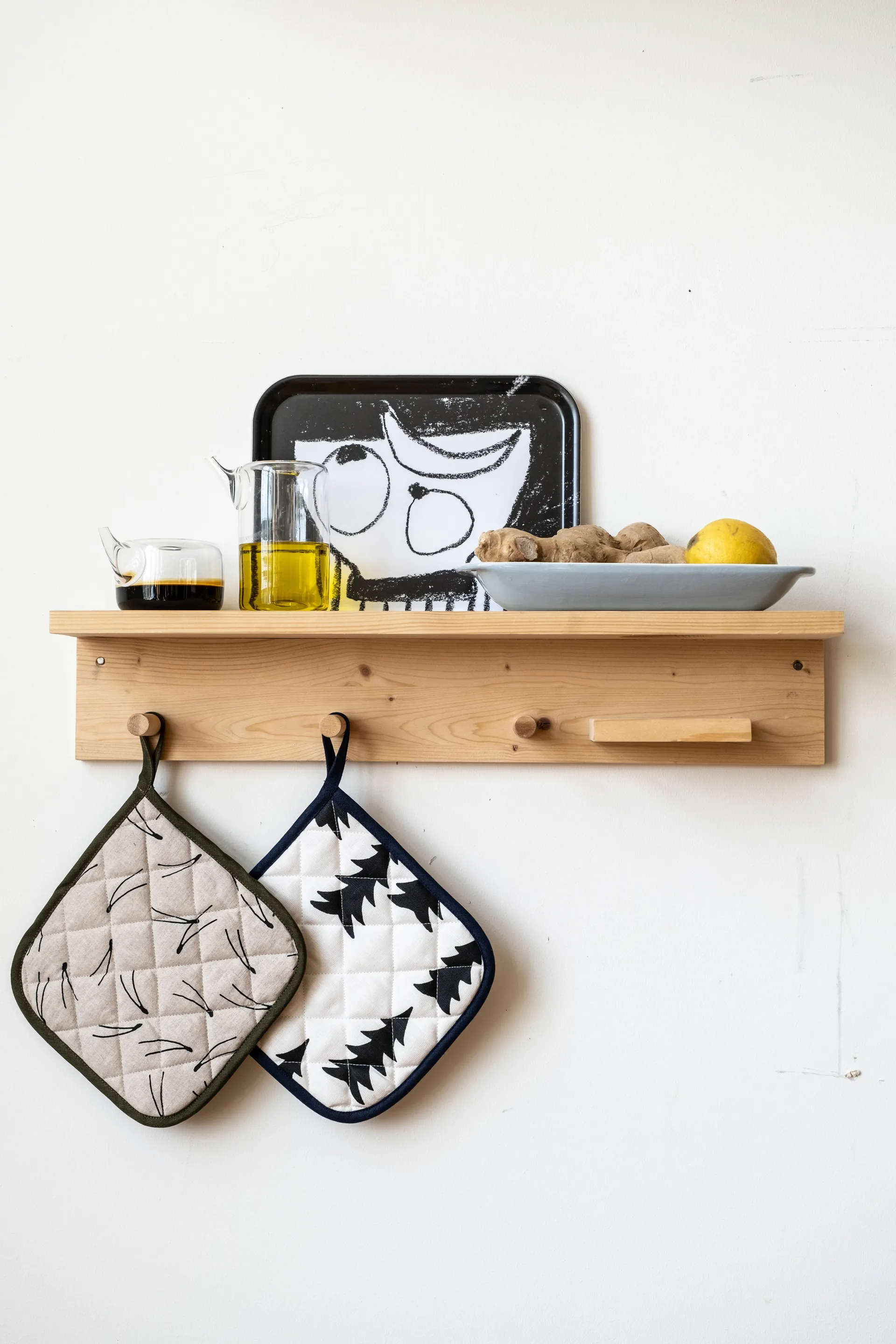 Luva de forno acolchoada Gran 21x21 cm, White-black Fine Little Day