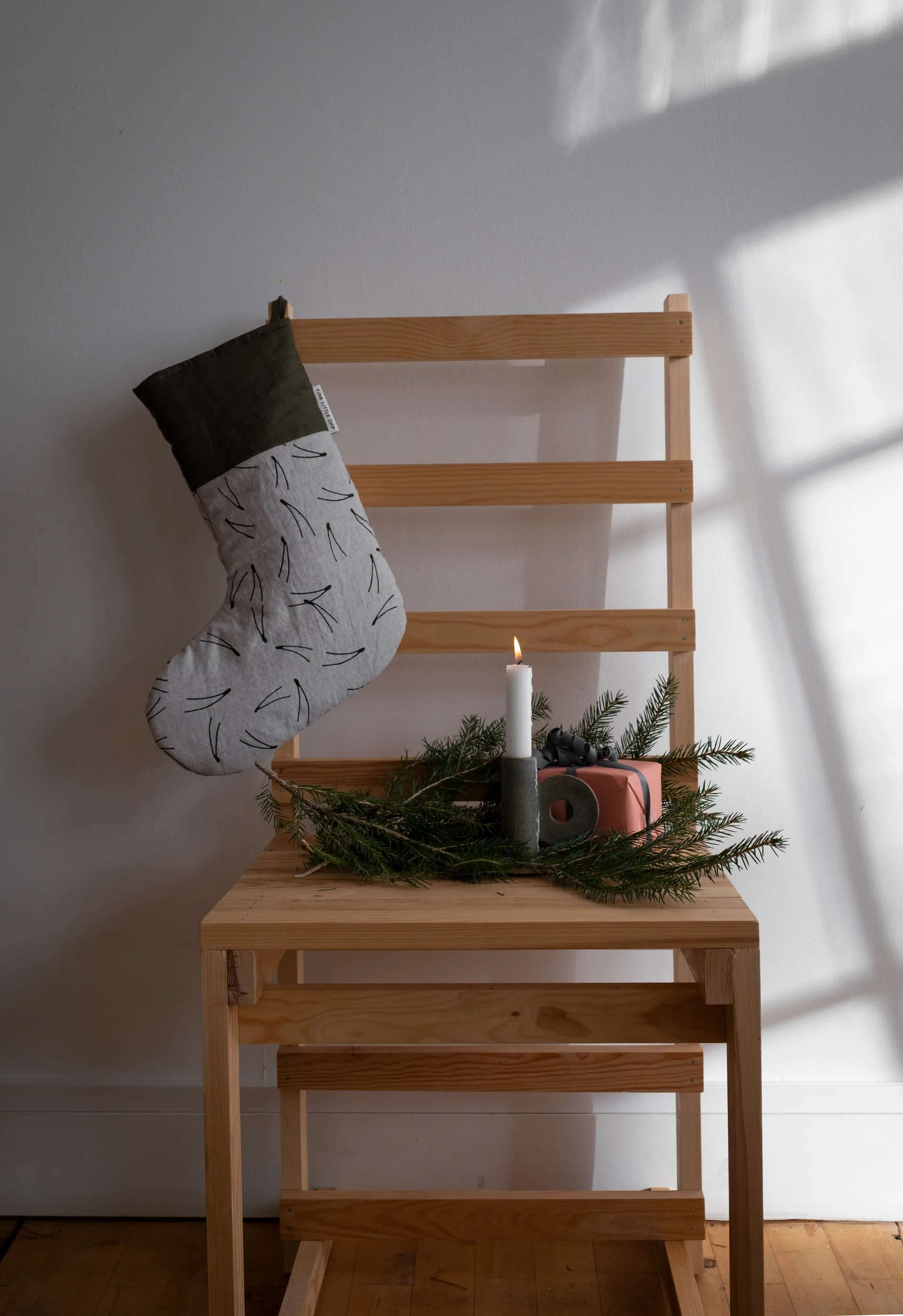 Meia de Natal Barr 40 cm, Preto-verde-nature Fine Little Day