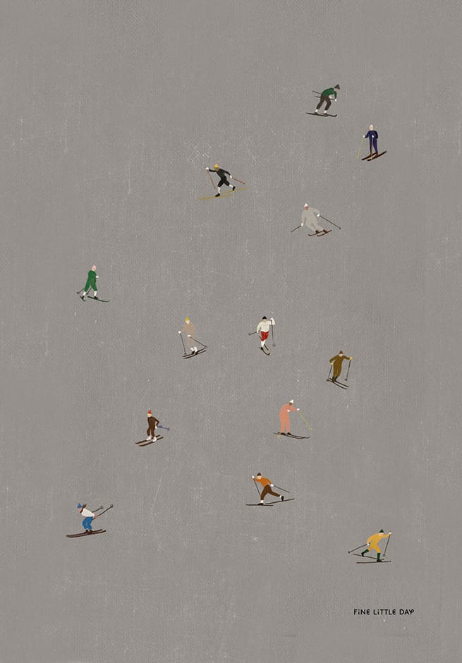 Póster Skiers 50x70 cm - cinza - Fine Little Day