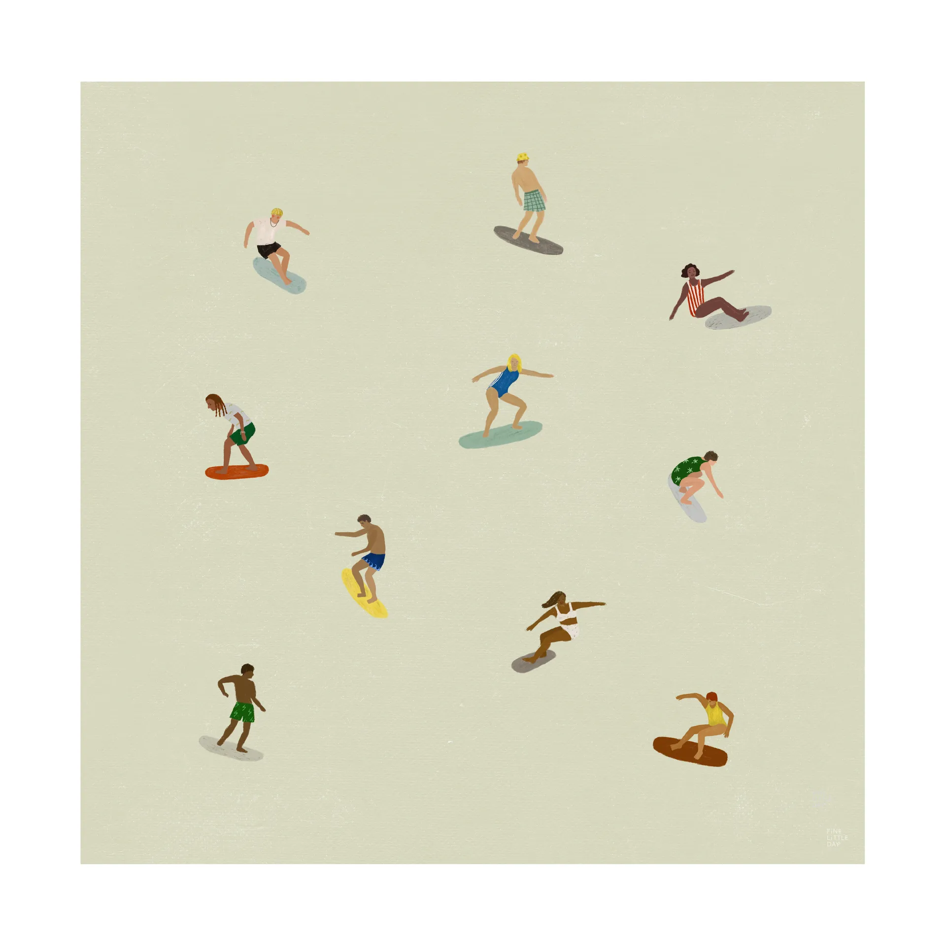 Póster Surfers, Beige, 40x40 cm Fine Little Day