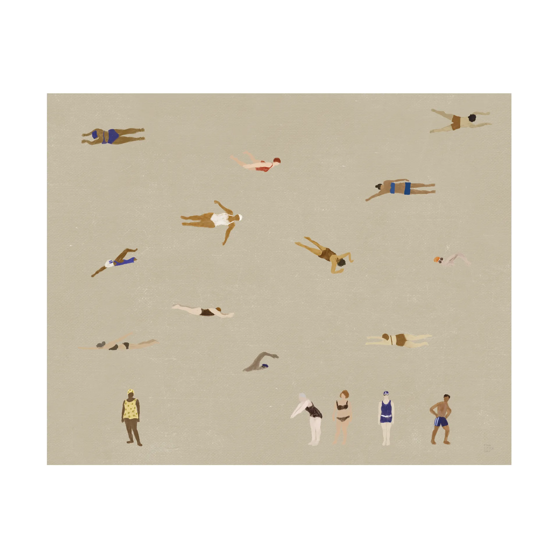 Póster Swimmers, Beige, 40x50 cm Fine Little Day