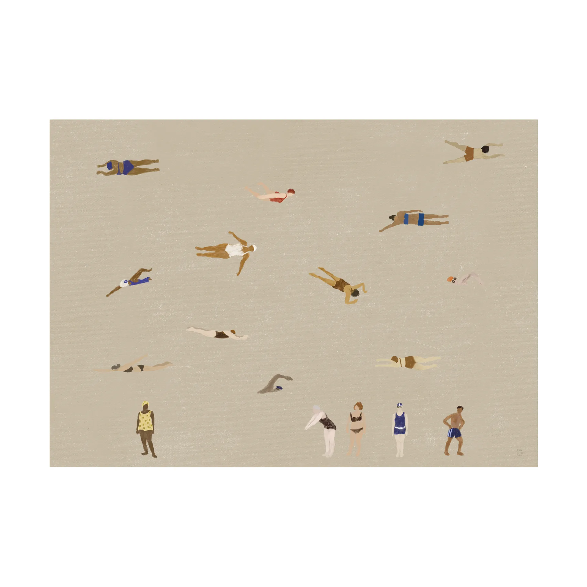 Póster Swimmers, Beige, 50x70 cm Fine Little Day