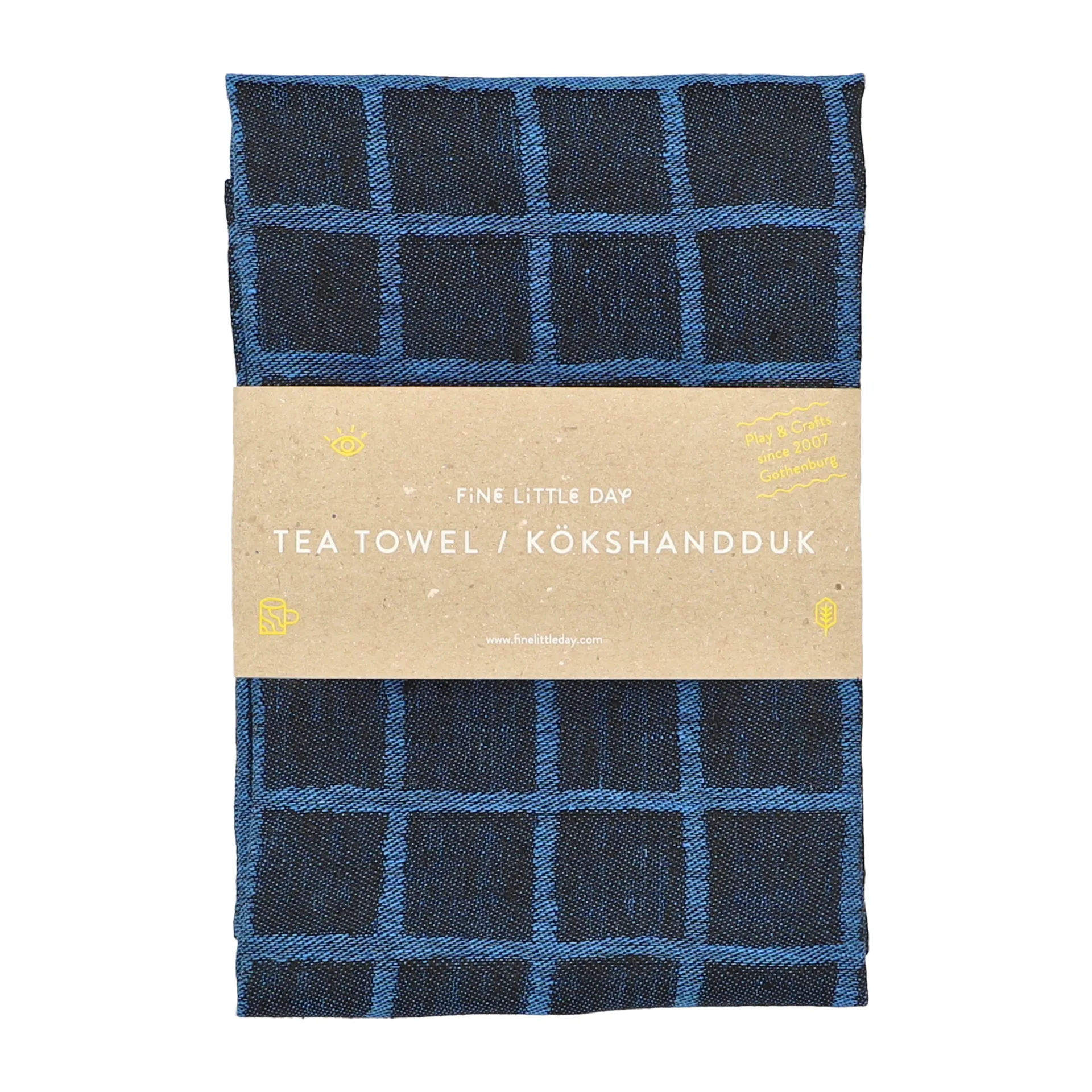 Rutig jacquard-woven toalha de cozinha 47x70 cm, Azul-preto Fine Little Day