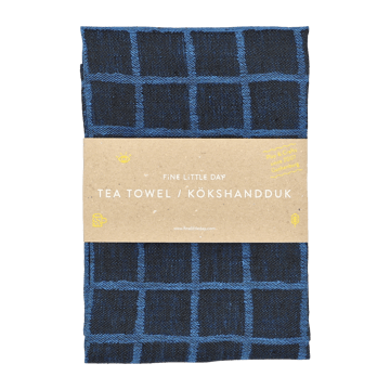 Rutig jacquard-woven toalha de cozinha 47x70 cm - Azul-preto - Fine Little Day