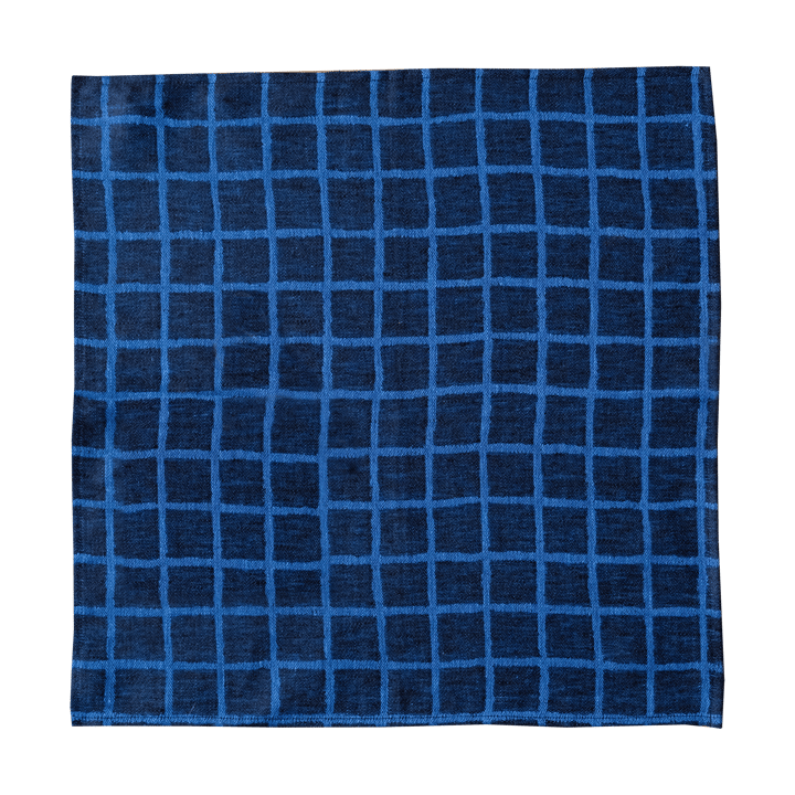 Rutig jacquardvävd guardanapo de papel - lote de 2 - Azul-preto - Fine Little Day