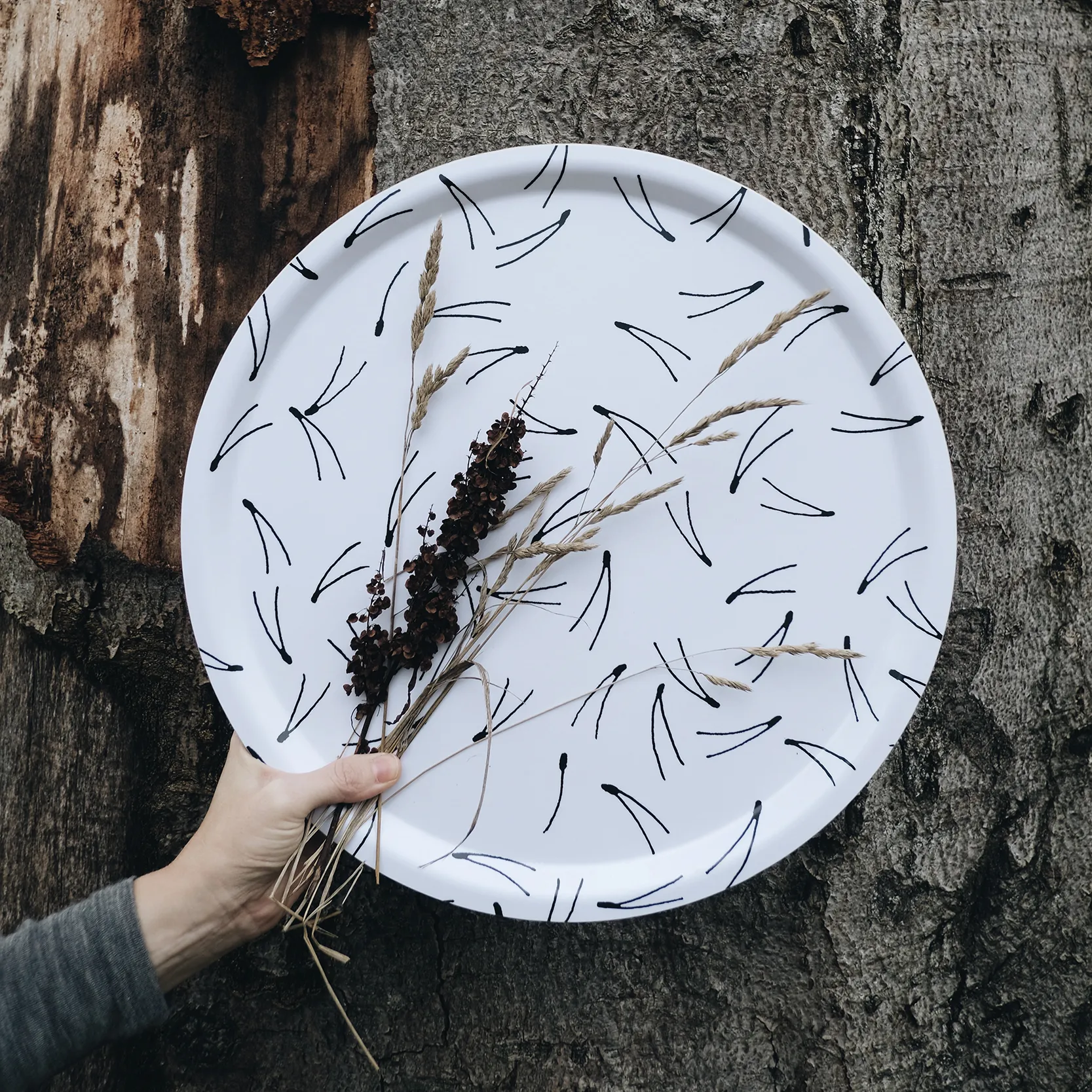 Tabuleiro Barr Ø38 cm, preto e branco Fine Little Day