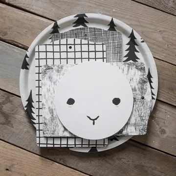 Tabuleiro Gran - branco-preto, Ø38 cm - Fine Little Day