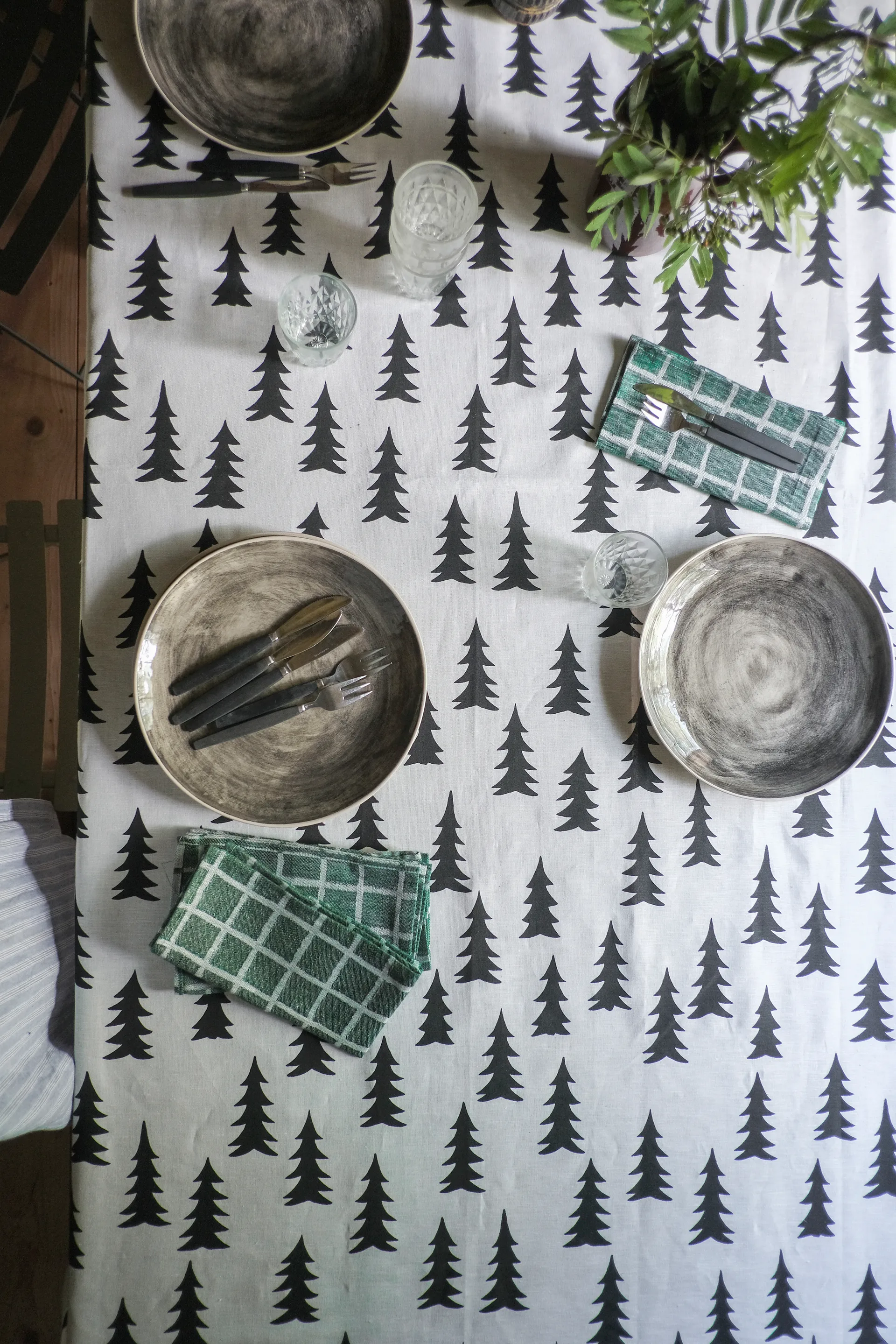 Toalha de mesa Gran, branco-preto Fine Little Day