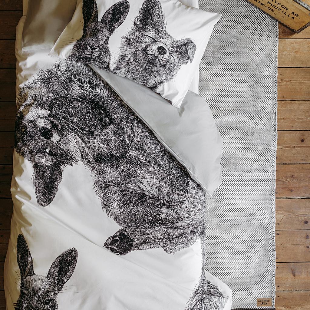 Conjunto de cama Villipedot, preto-branco Finlayson