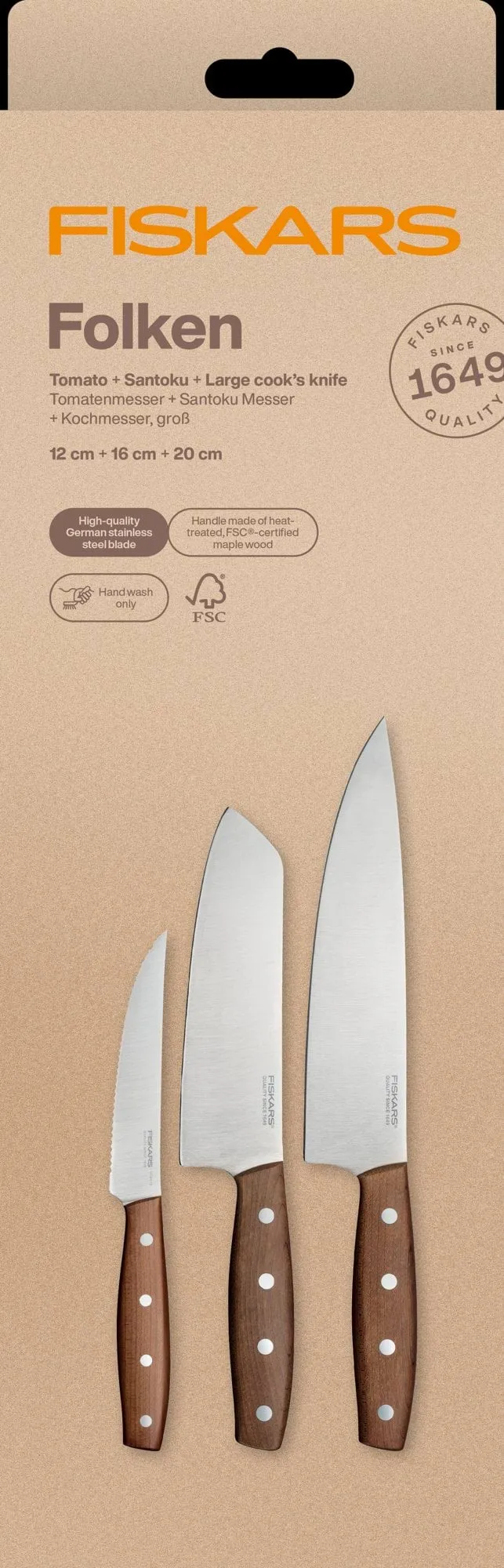 Folken conjunto de facas, 3 peças Fiskars