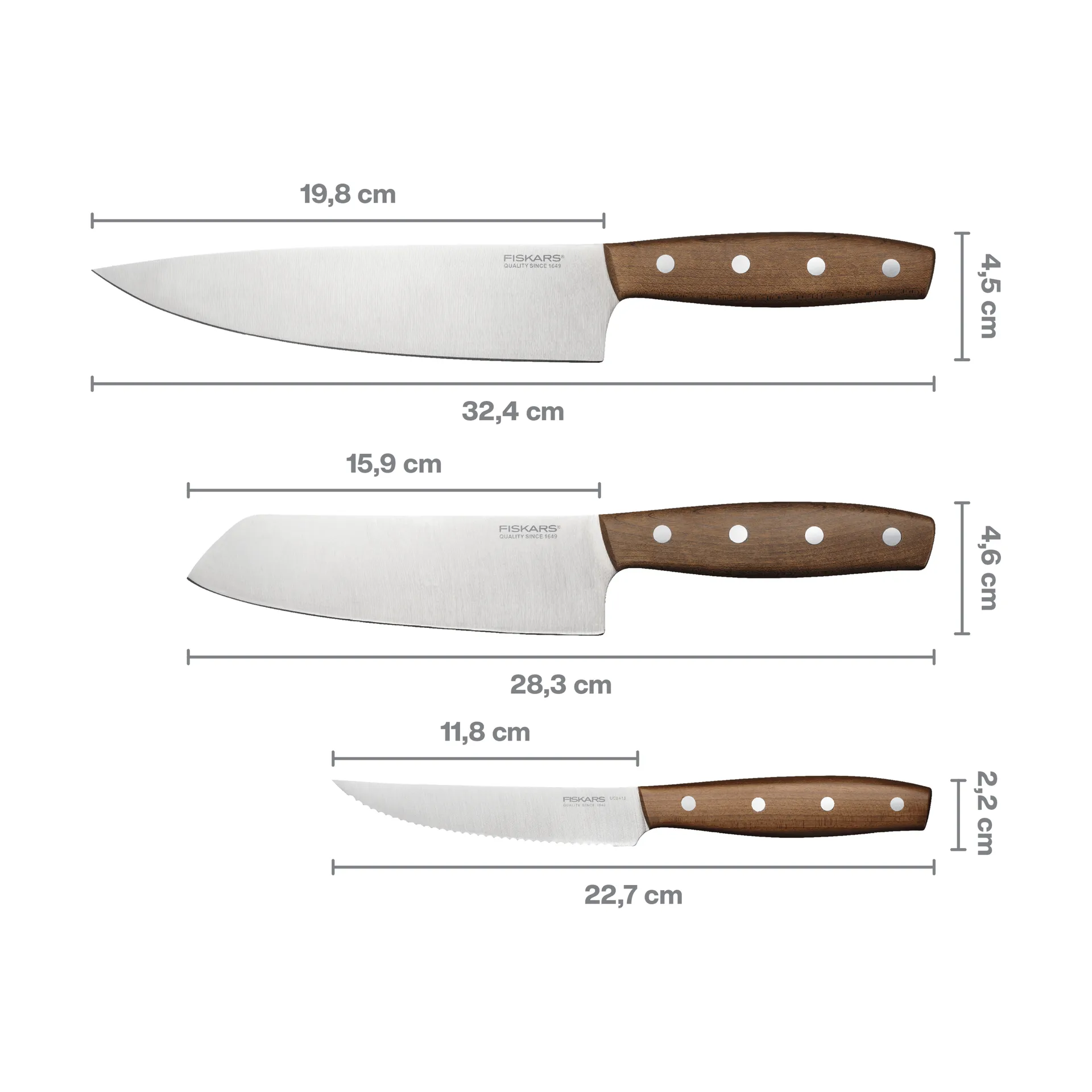 Folken conjunto de facas, 3 peças Fiskars