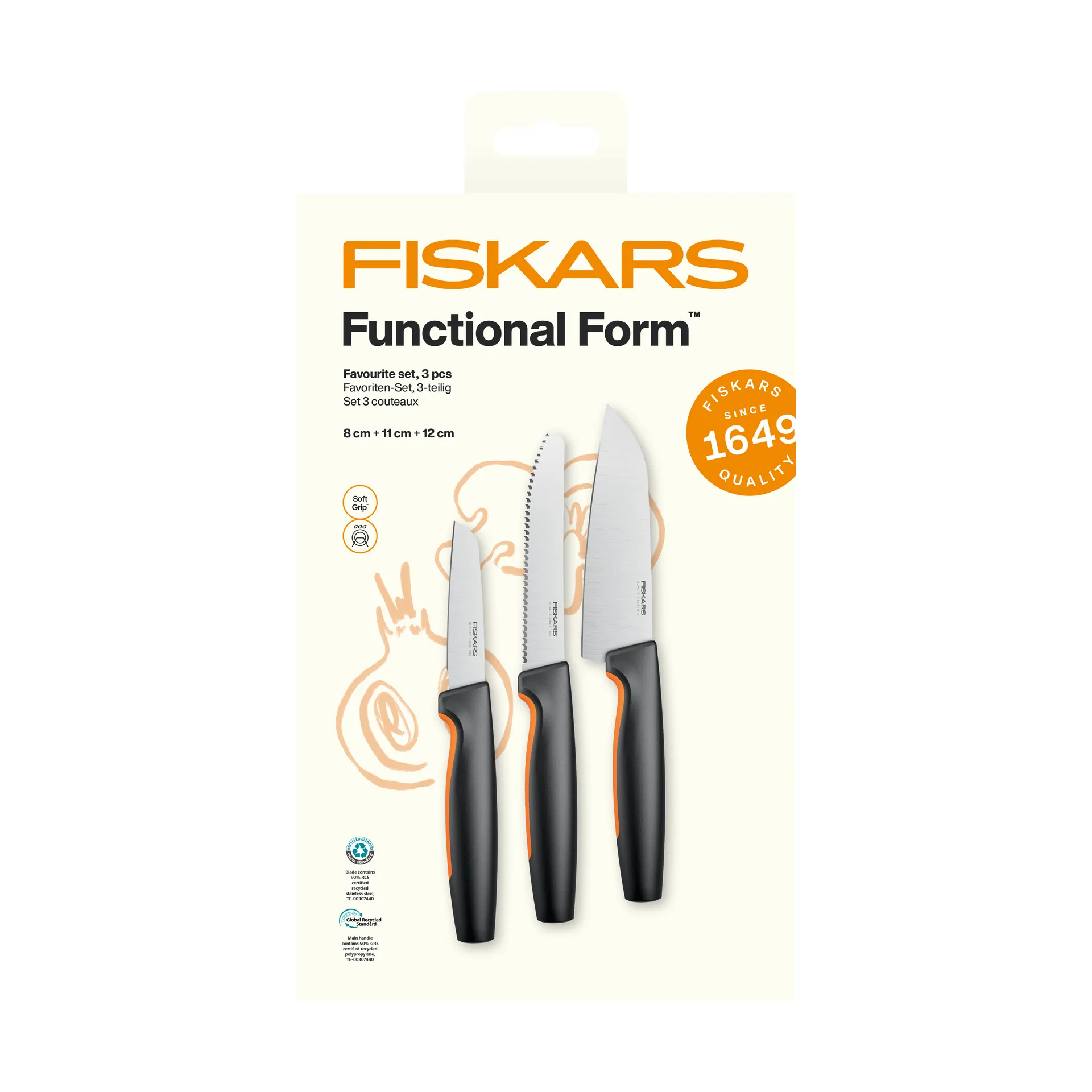 Functional Form conjunto de facas favorito, Aço inoxidável, 3 peças Fiskars