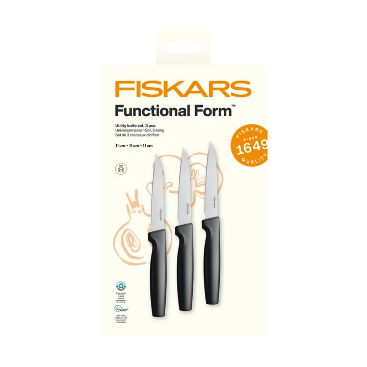 Functional Form conjunto de facas universais - Aço inoxidável, 3 peças - Fiskars