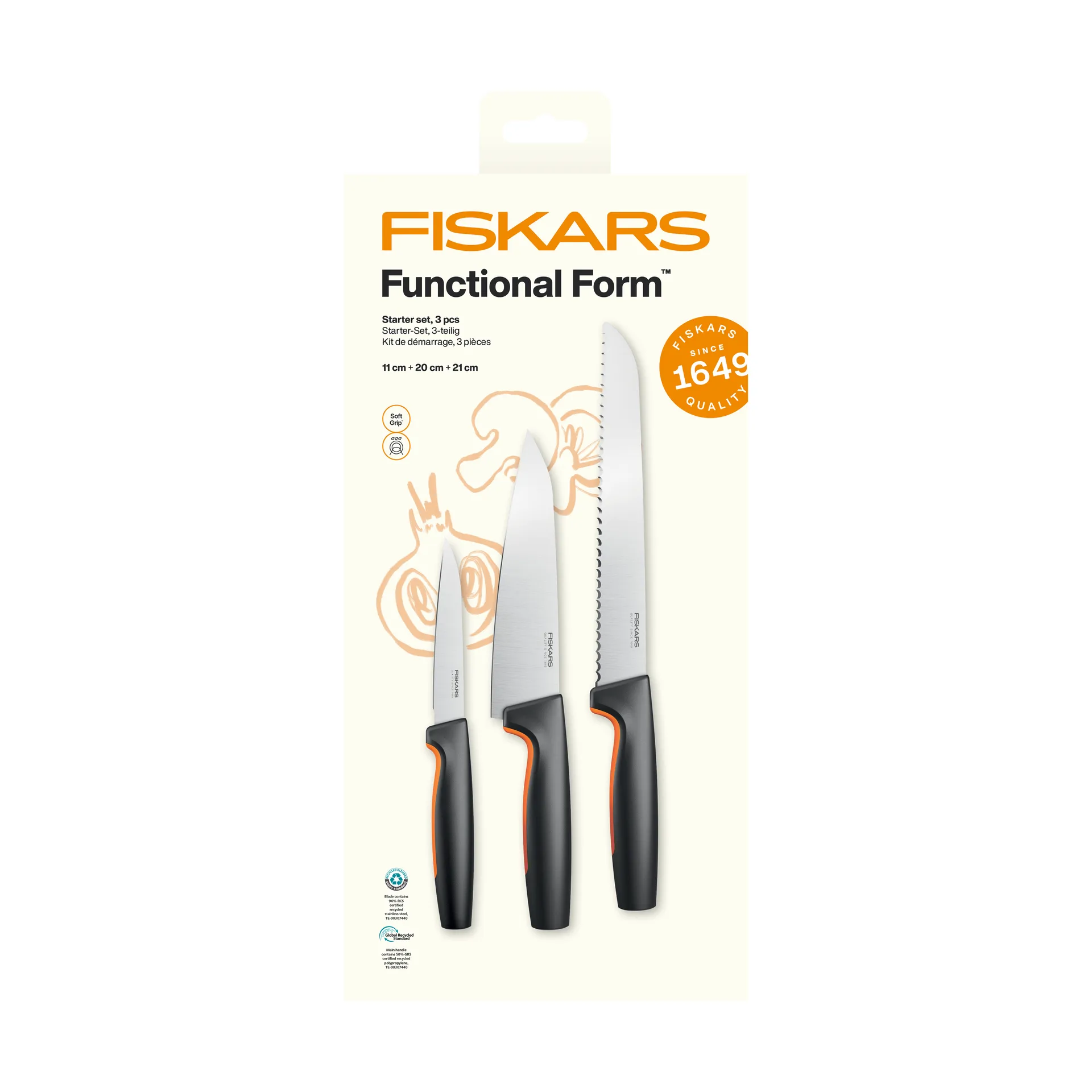Functional Form conjunto inicial, Aço inoxidável, 3 peças Fiskars