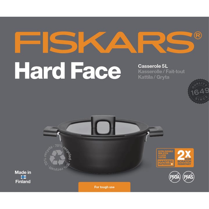Panela com tampa Hard Face Steel - 5 l - Fiskars