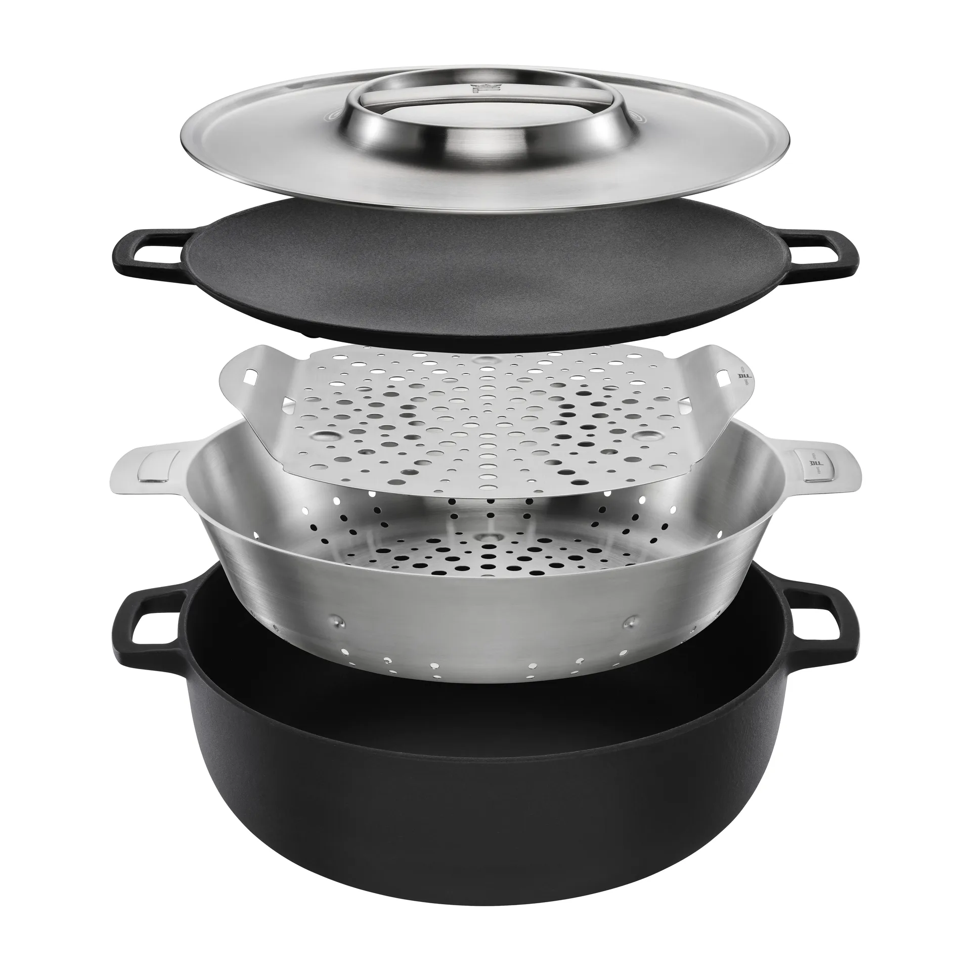 Panela Noren Grill Chef ferro fundido-aço inox, Ø30 cm Fiskars
