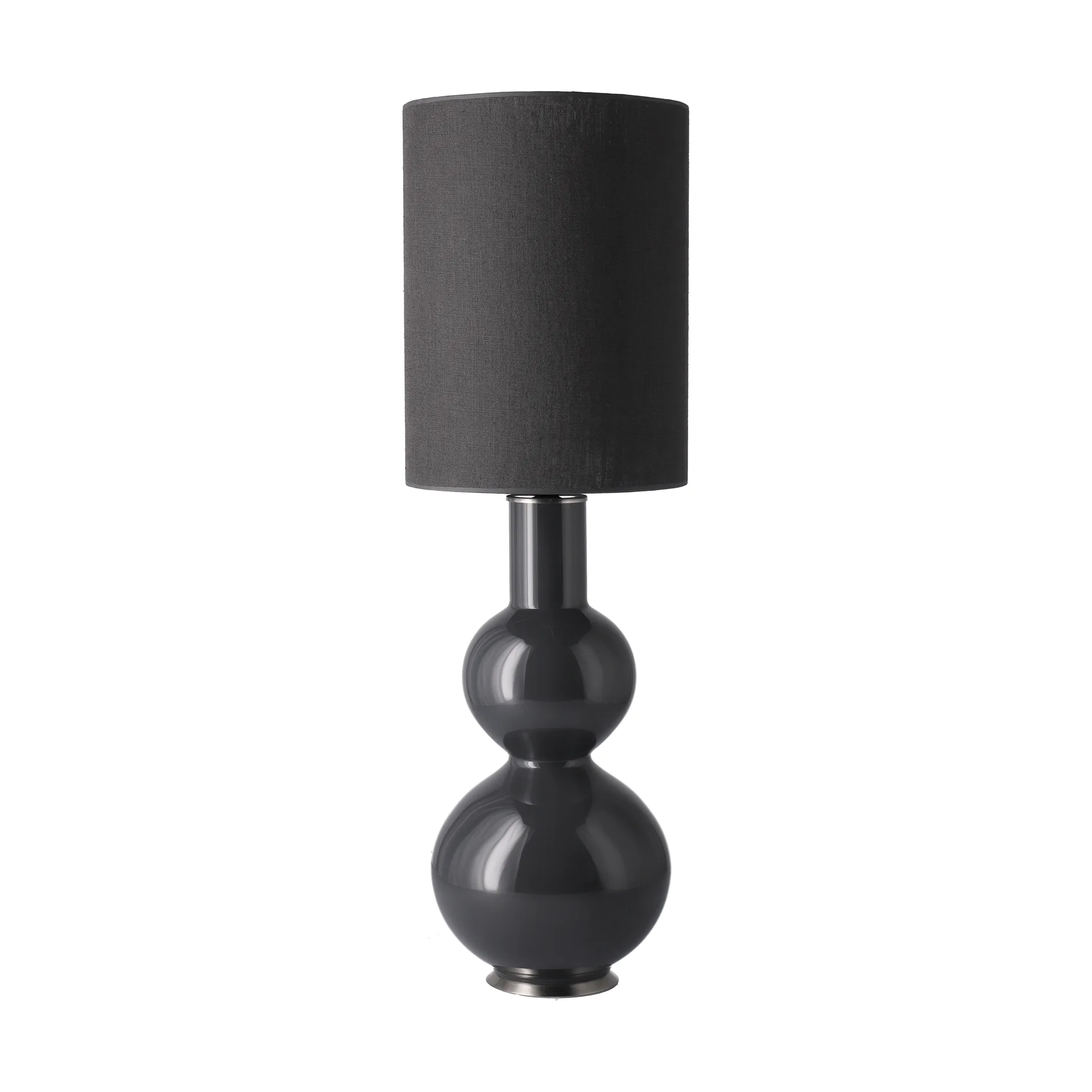 Candeeiro de mesa Augusta, base cinza, Lino Negro L Flavia Lamps
