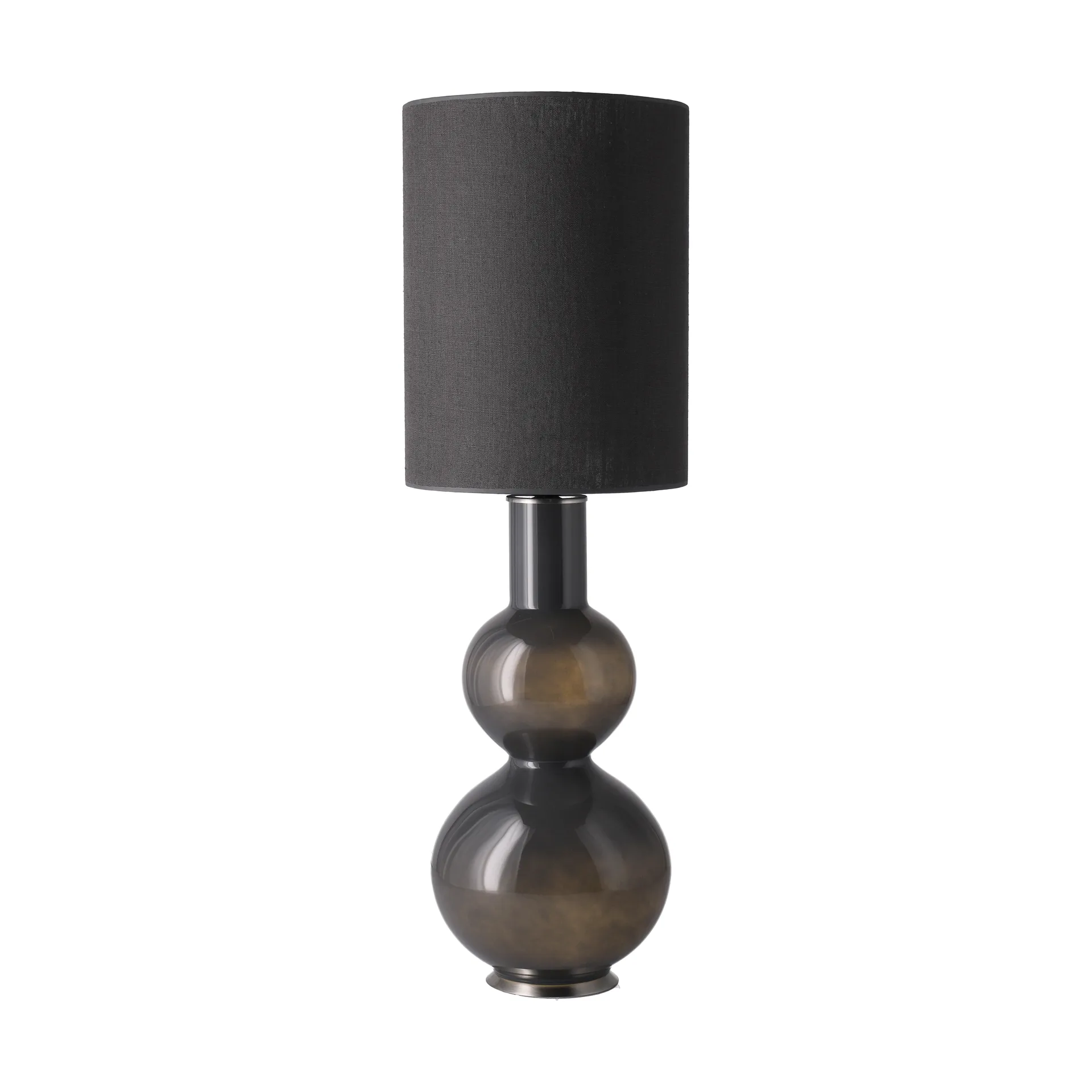 Candeeiro de mesa Augusta, base cinza, Lino Negro L Flavia Lamps