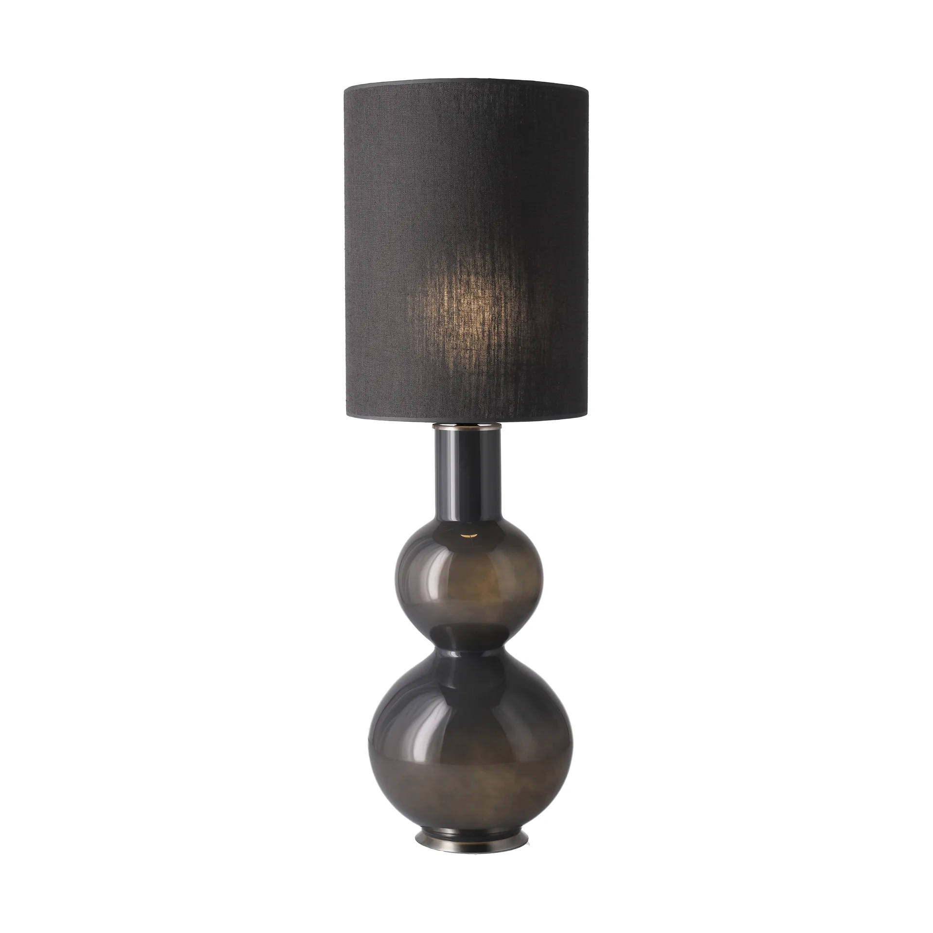 Candeeiro de mesa Augusta, base cinza, Lino Negro L Flavia Lamps