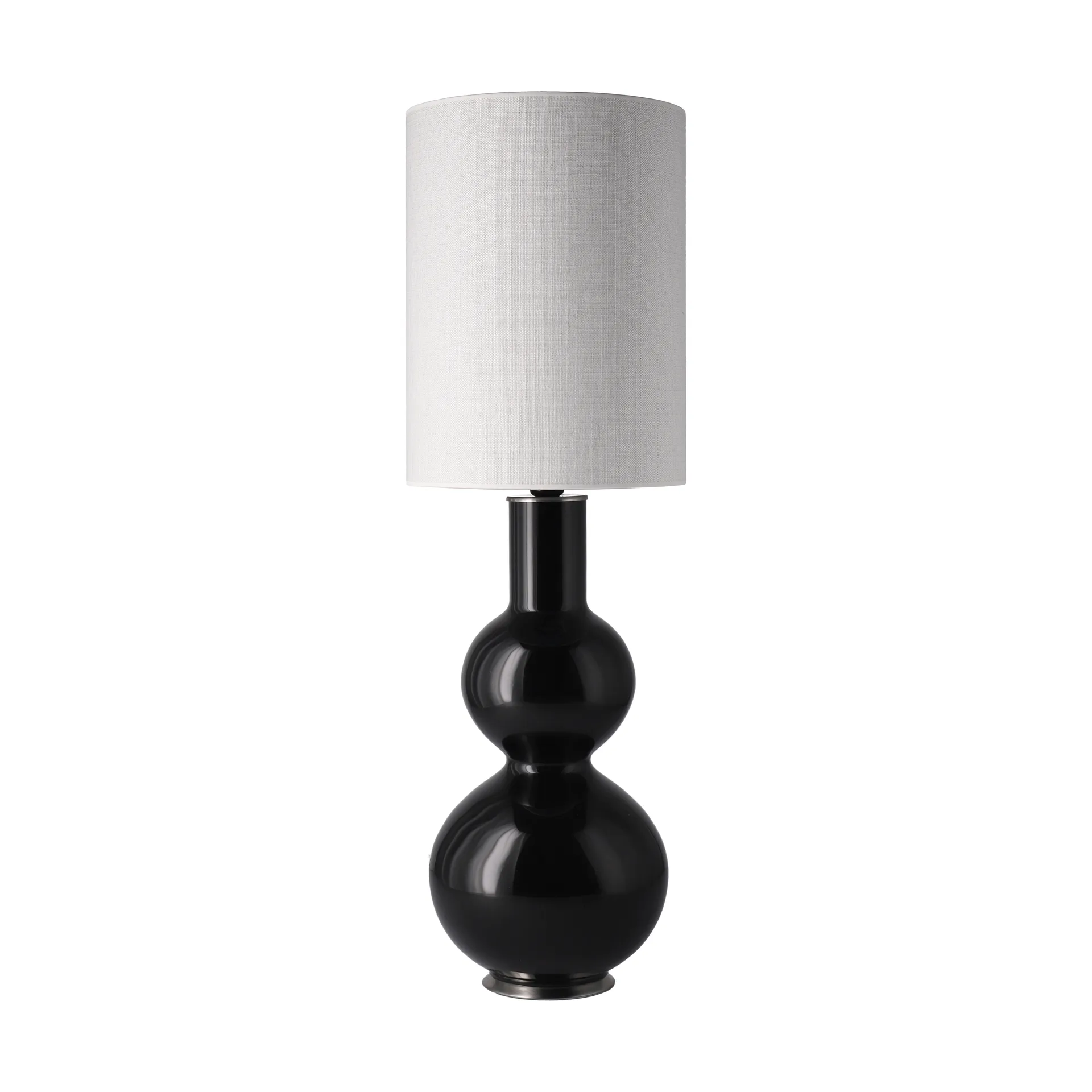 Candeeiro de mesa Augusta, base preta, Babel Beige L Flavia Lamps