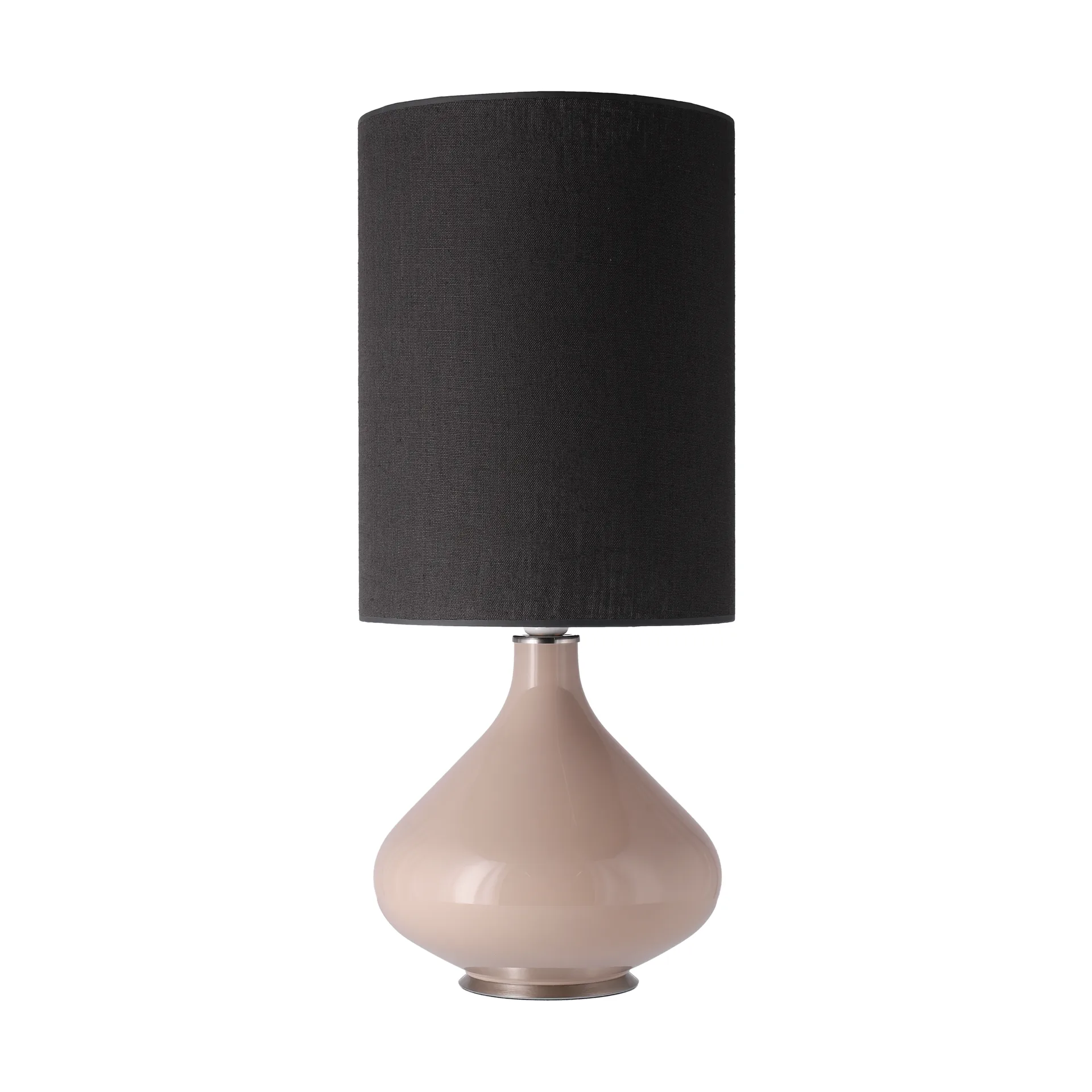 Candeeiro de mesa Flavia, base bege, Lino Negro L Flavia Lamps