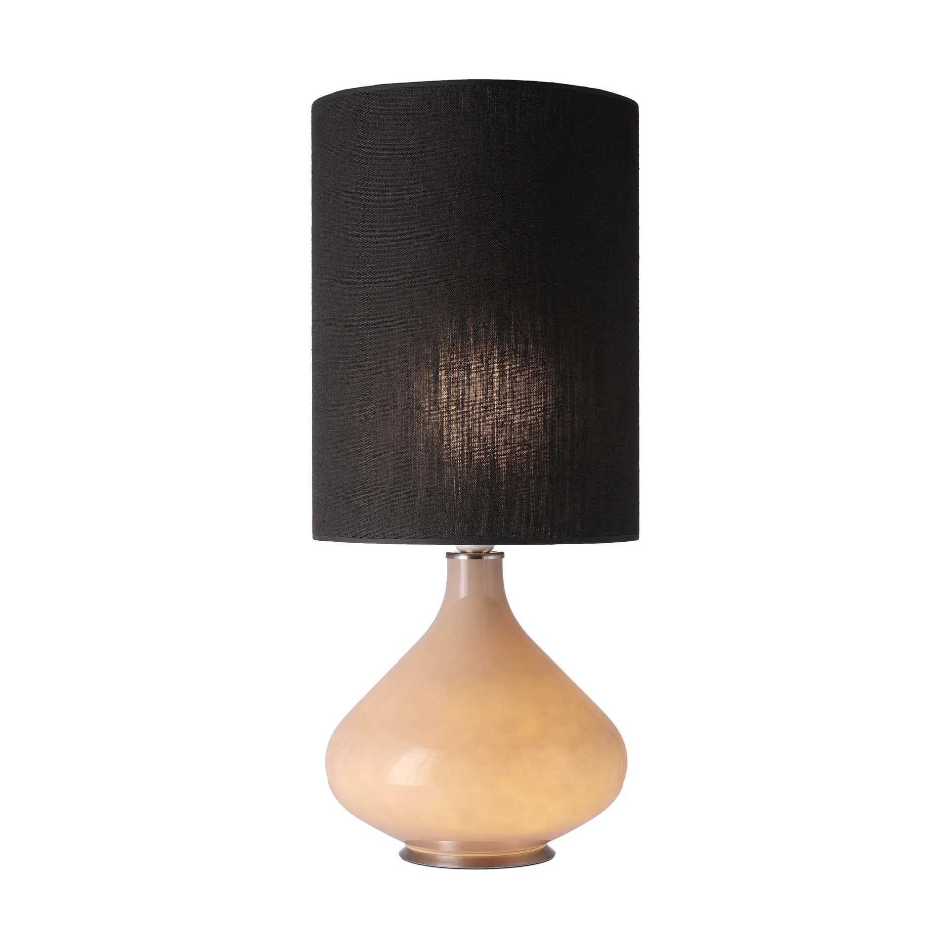 Candeeiro de mesa Flavia, base bege, Lino Negro L Flavia Lamps
