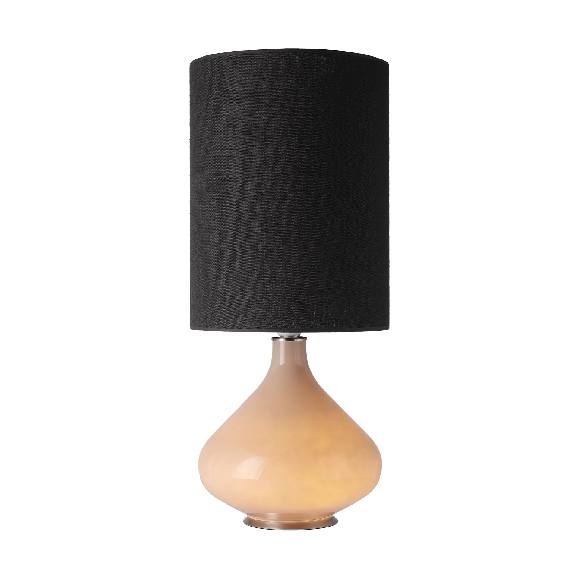 Candeeiro de mesa Flavia, base bege, Lino Negro L Flavia Lamps