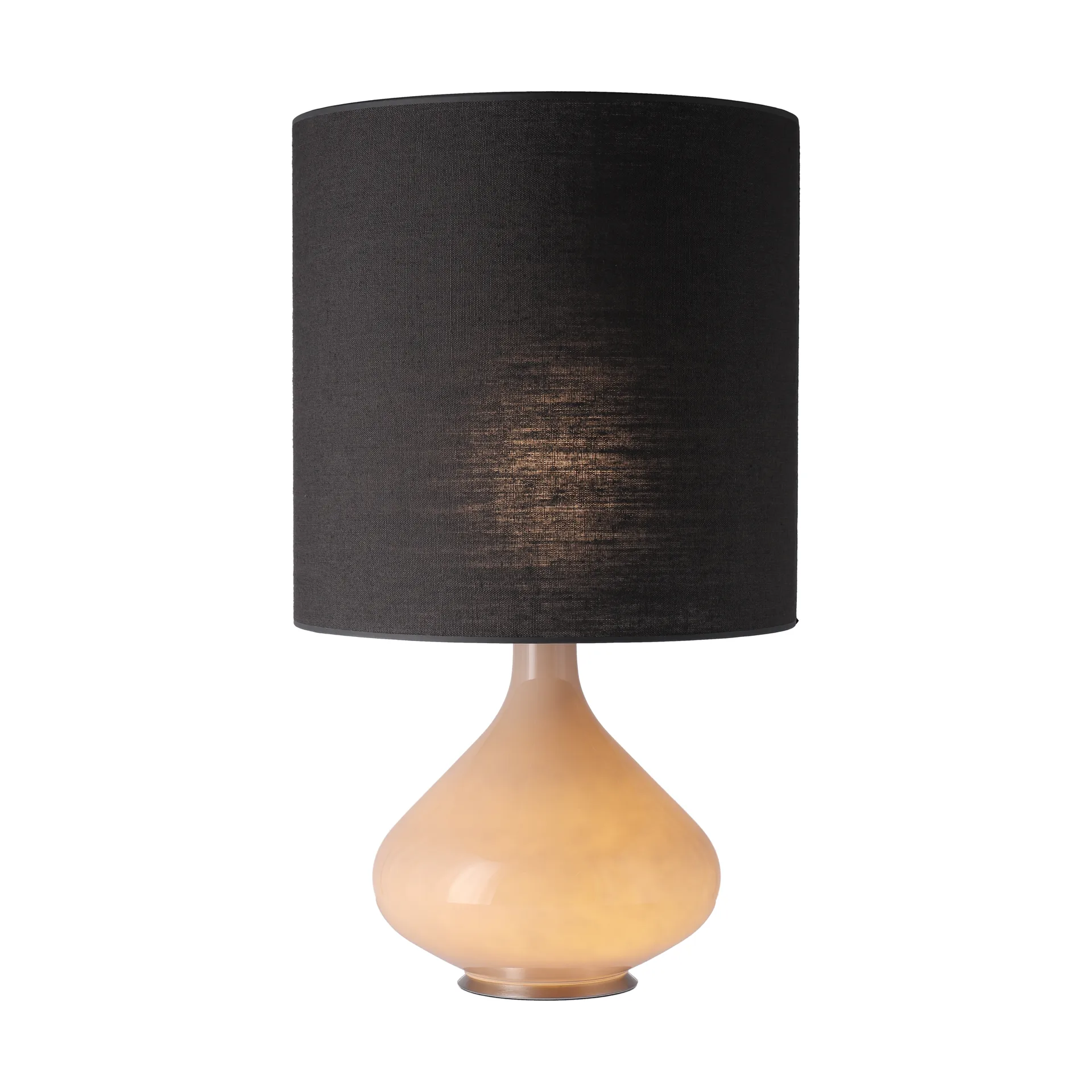 Candeeiro de mesa Flavia, base bege, Lino Negro M Flavia Lamps
