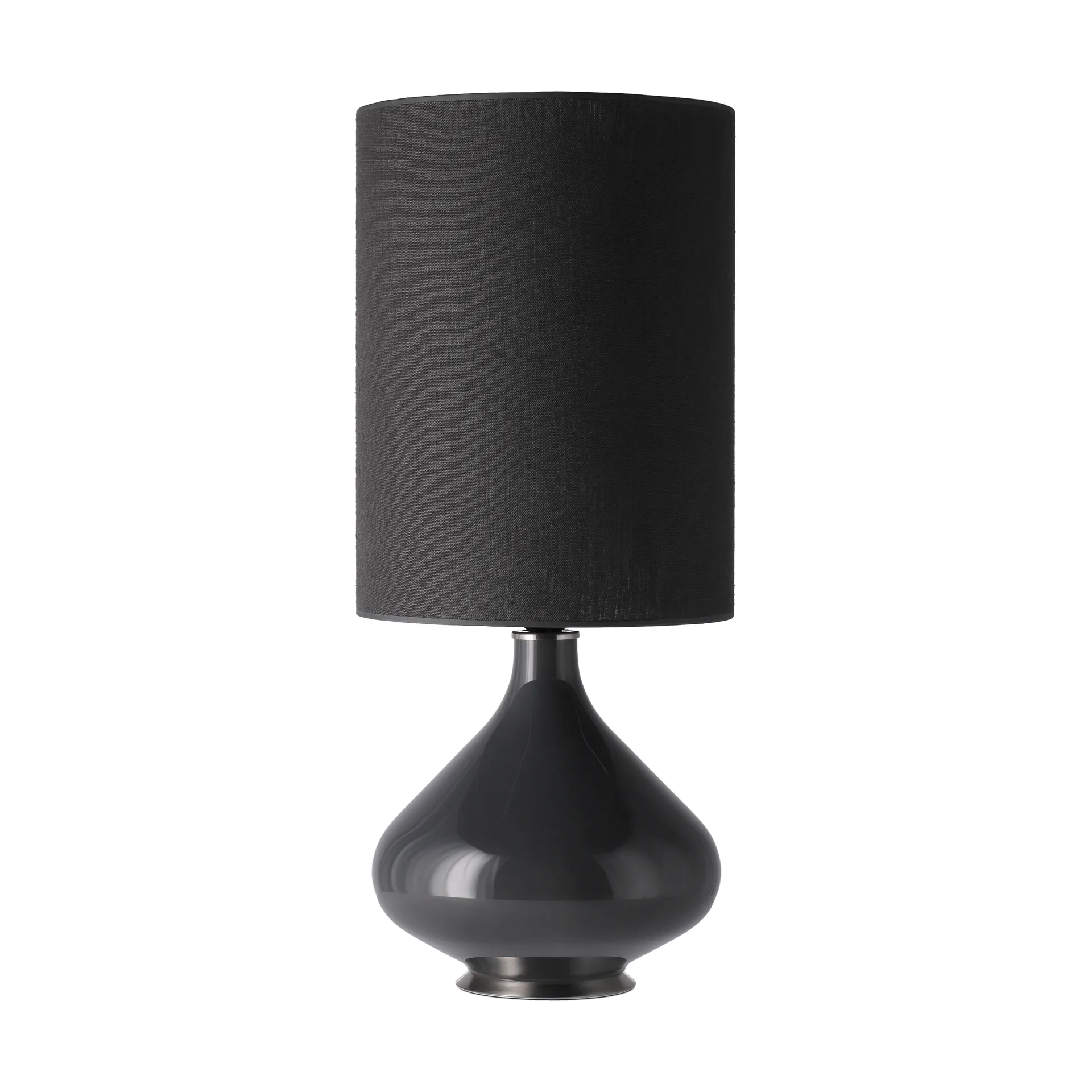 Candeeiro de mesa Flavia, base cinza, Lino Negro L Flavia Lamps