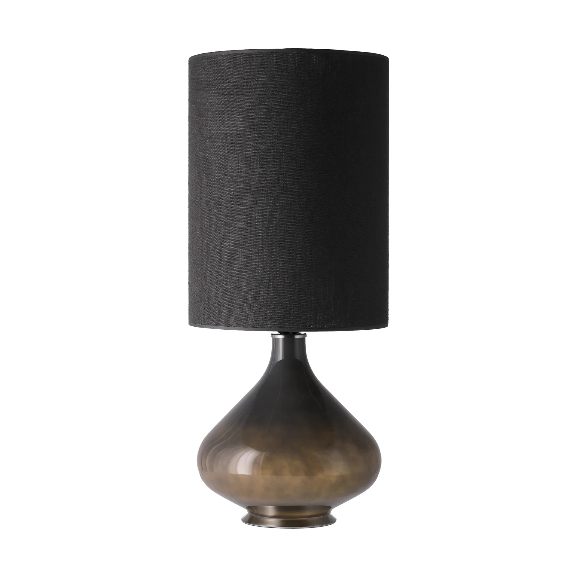 Candeeiro de mesa Flavia, base cinza, Lino Negro L Flavia Lamps