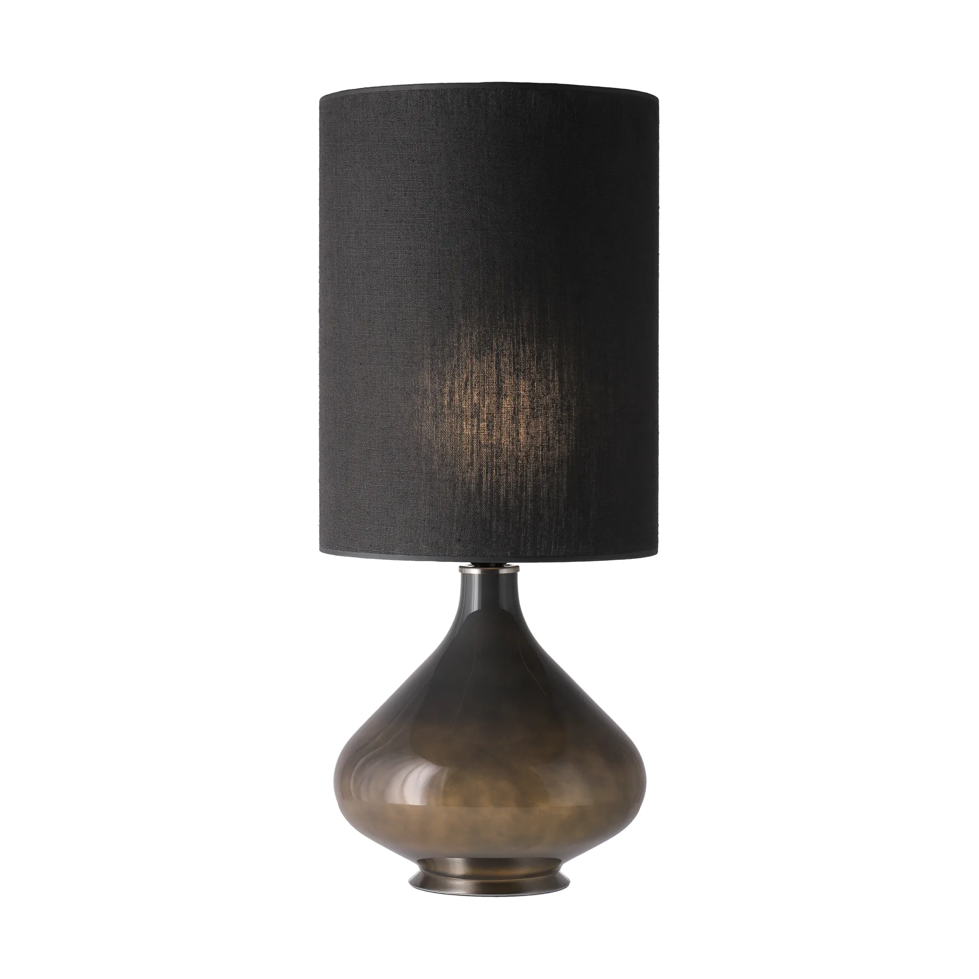 Candeeiro de mesa Flavia, base cinza, Lino Negro L Flavia Lamps
