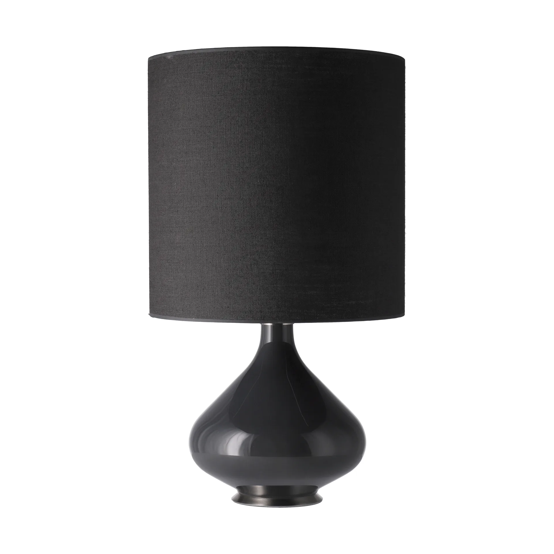 Candeeiro de mesa Flavia, base cinza, Lino Negro M Flavia Lamps
