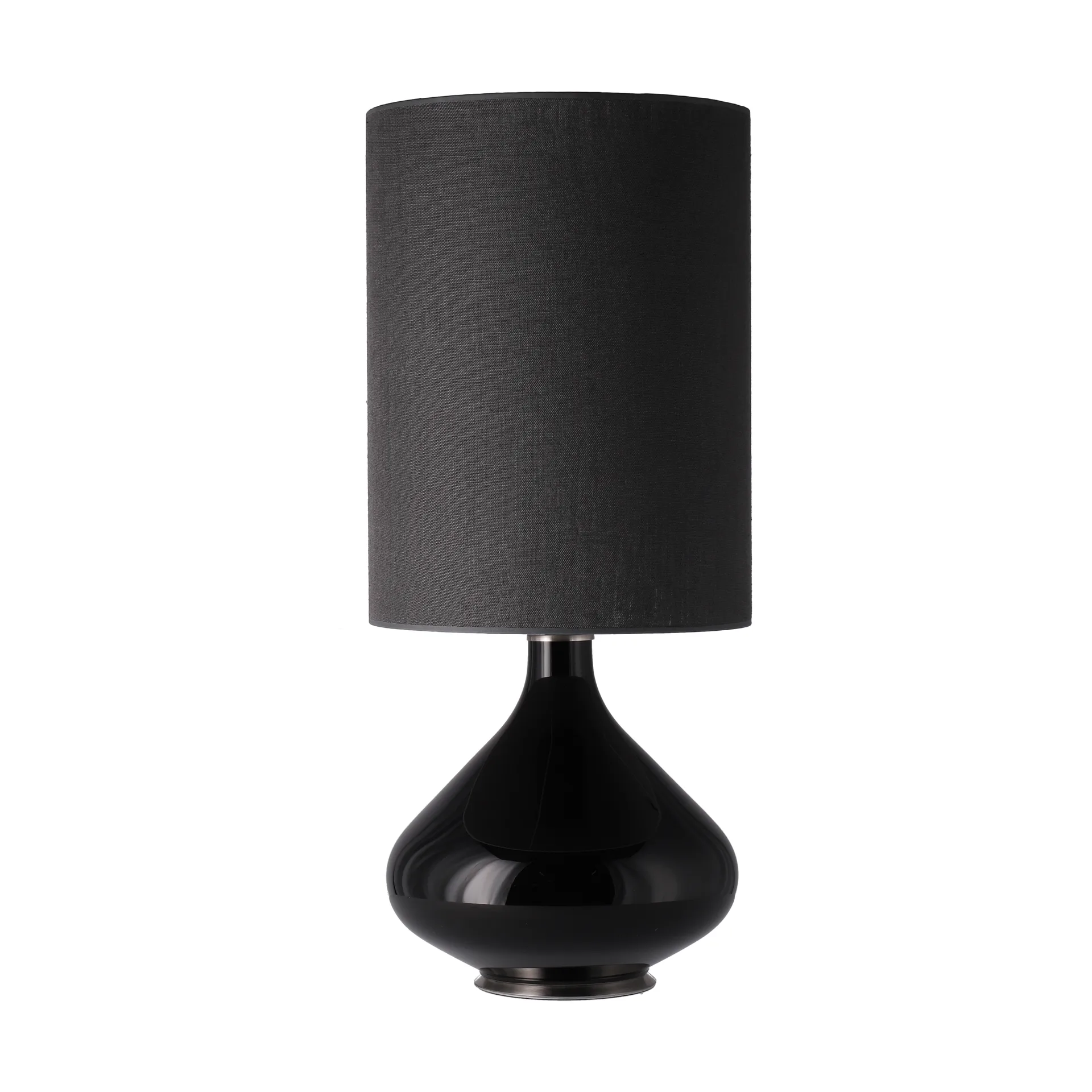 Candeeiro de mesa Flavia, base preta, Lino Negro L Flavia Lamps
