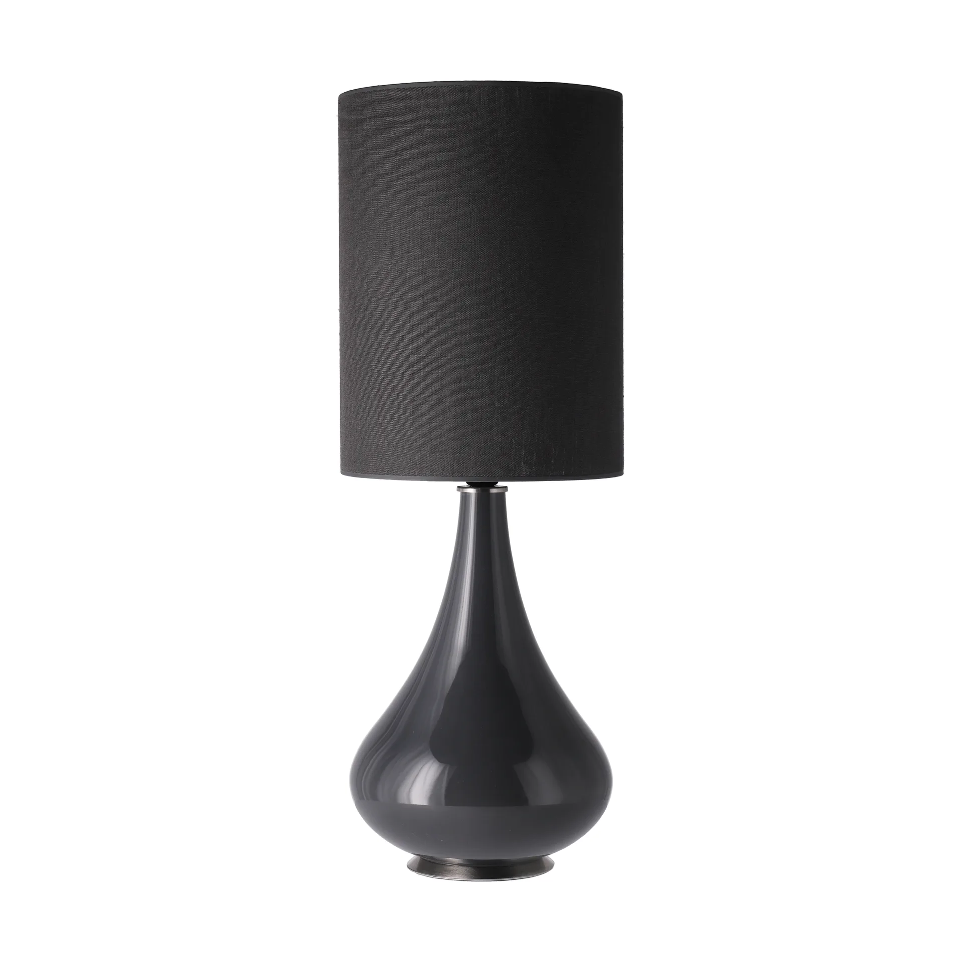 Candeeiro de mesa Renata, base cinza, Lino Negro L Flavia Lamps
