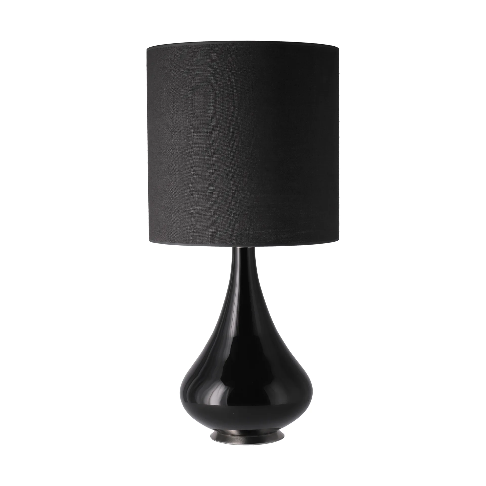 Candeeiro de mesa Renata, base preta, Lino Negro M Flavia Lamps